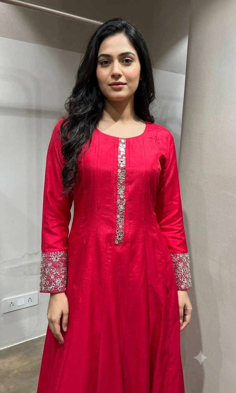 Rani Straight Kurta Set with Mirror Embroidery