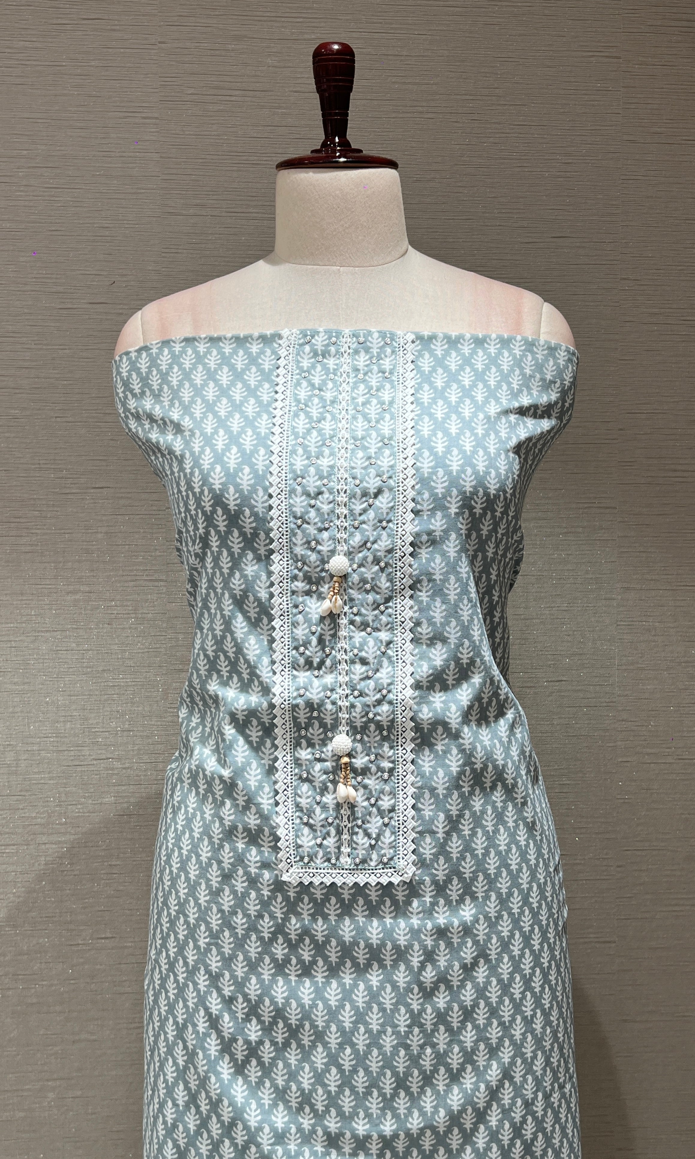 Sea green dress material