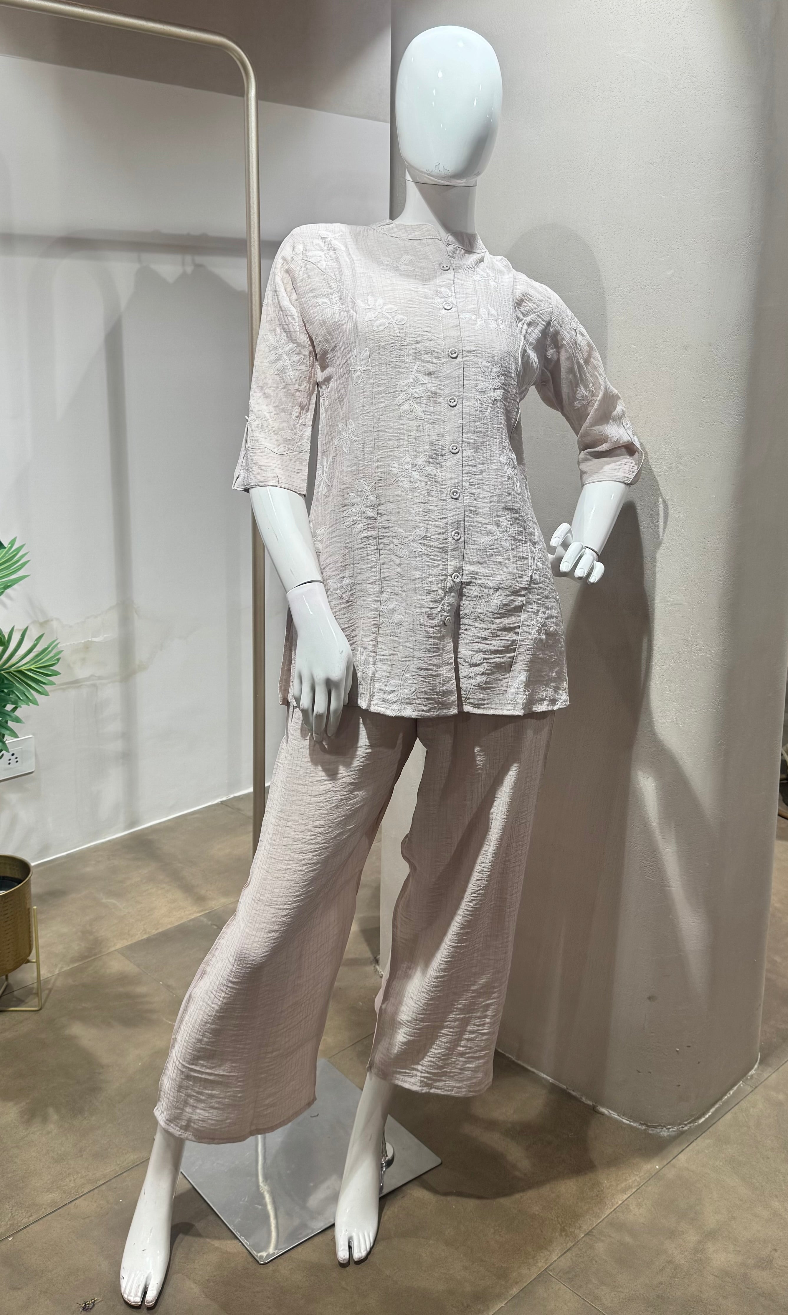 BEIGE Bloom Embroidered Cord Set