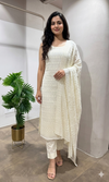 CREAM CHIKANKARI DRESS MATERIAL