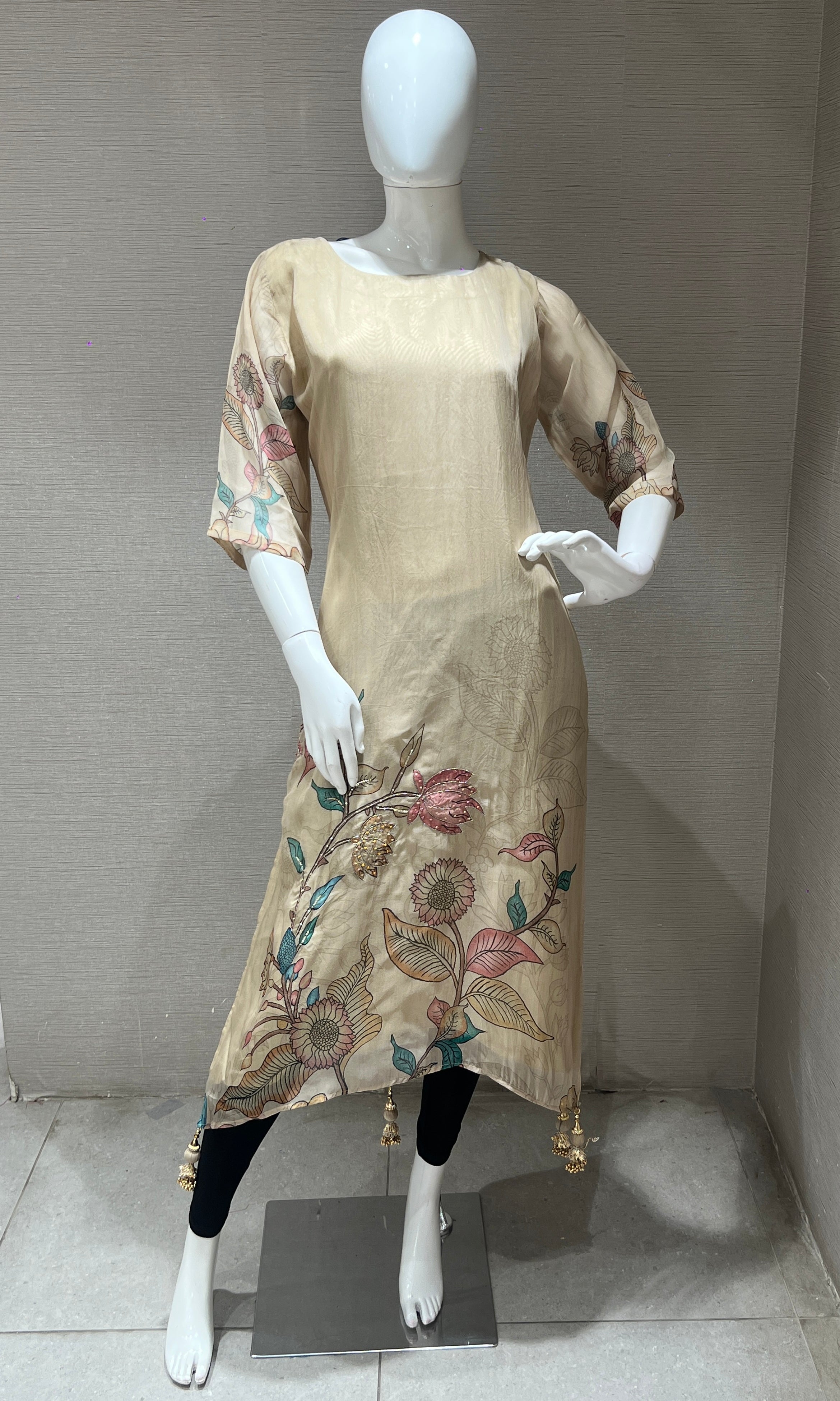 Beige kalamkari Kurti top