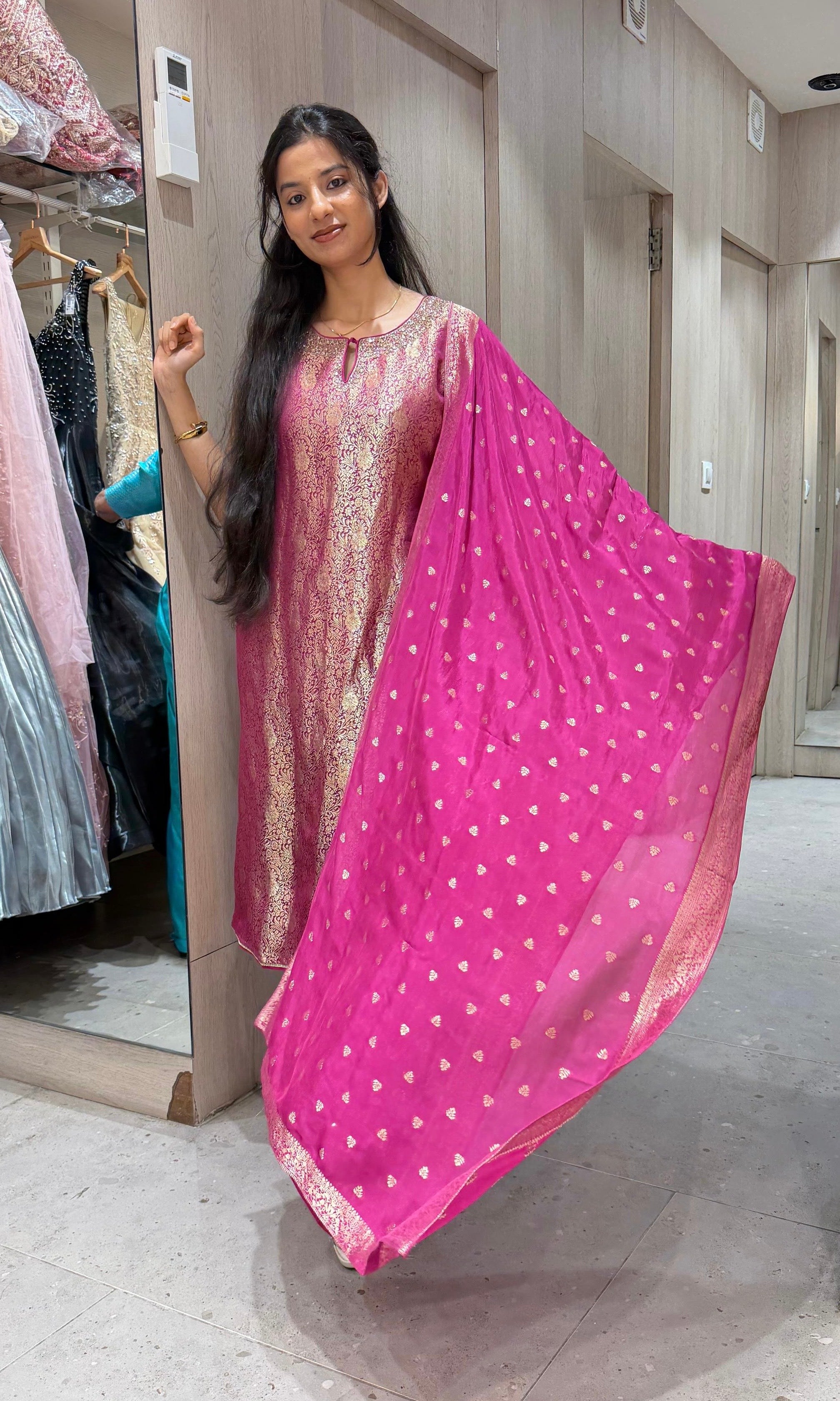 Violet Banarasi ethnic kurta set