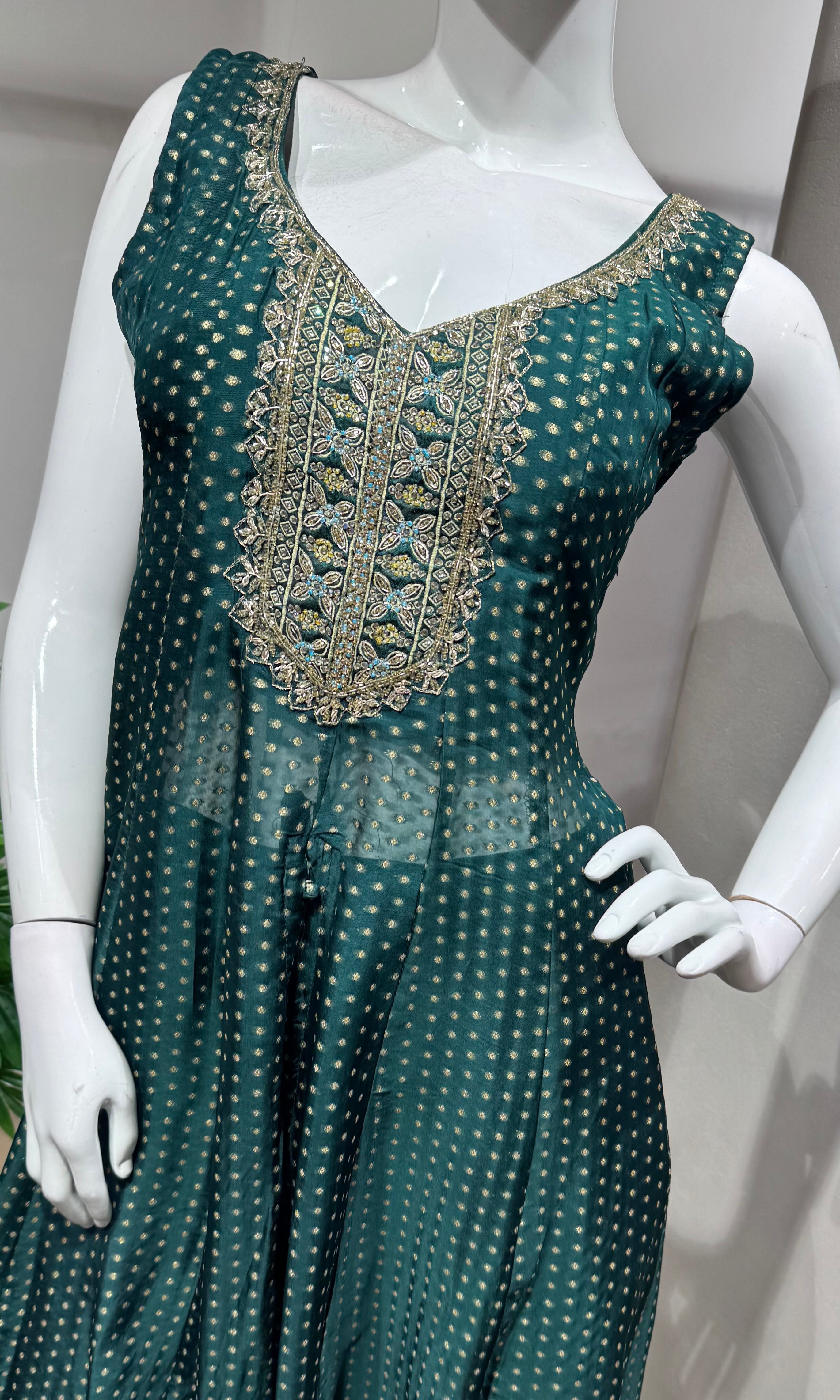 Bottle Green Georgette Sharara Set