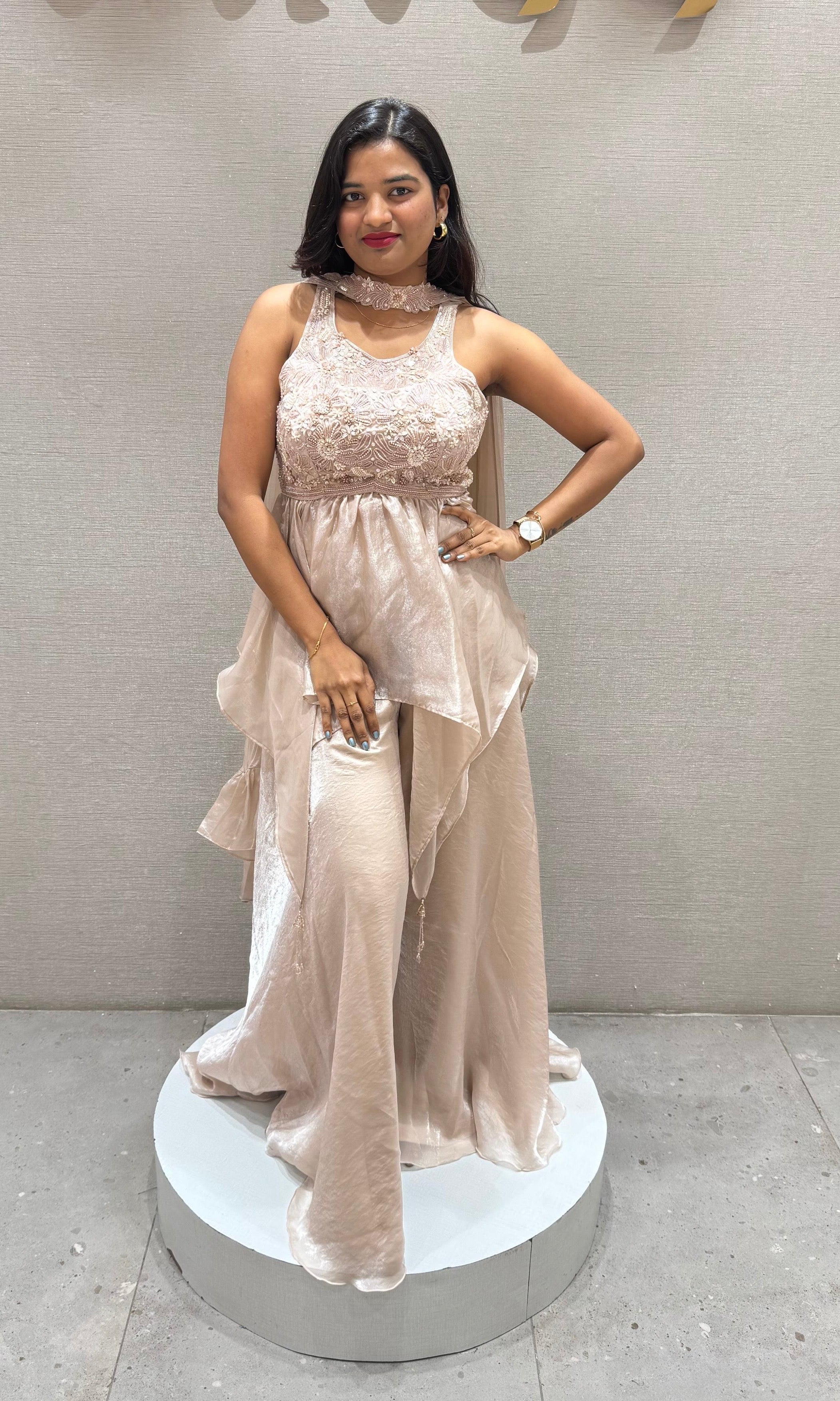 Moee EMBROIDERED PEPLUM PALAZOO