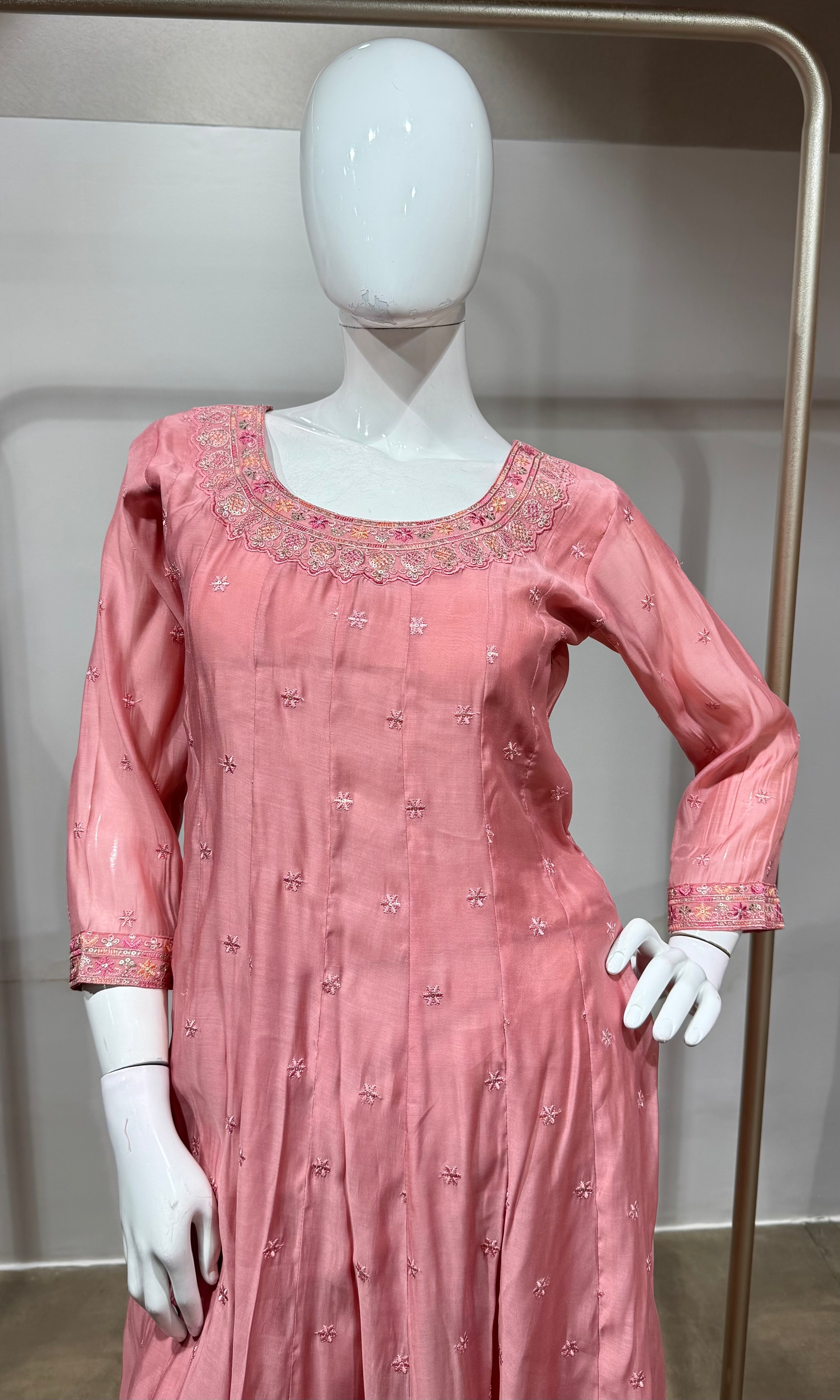 Blush Pink Embroidered Anarkali Kurta Set