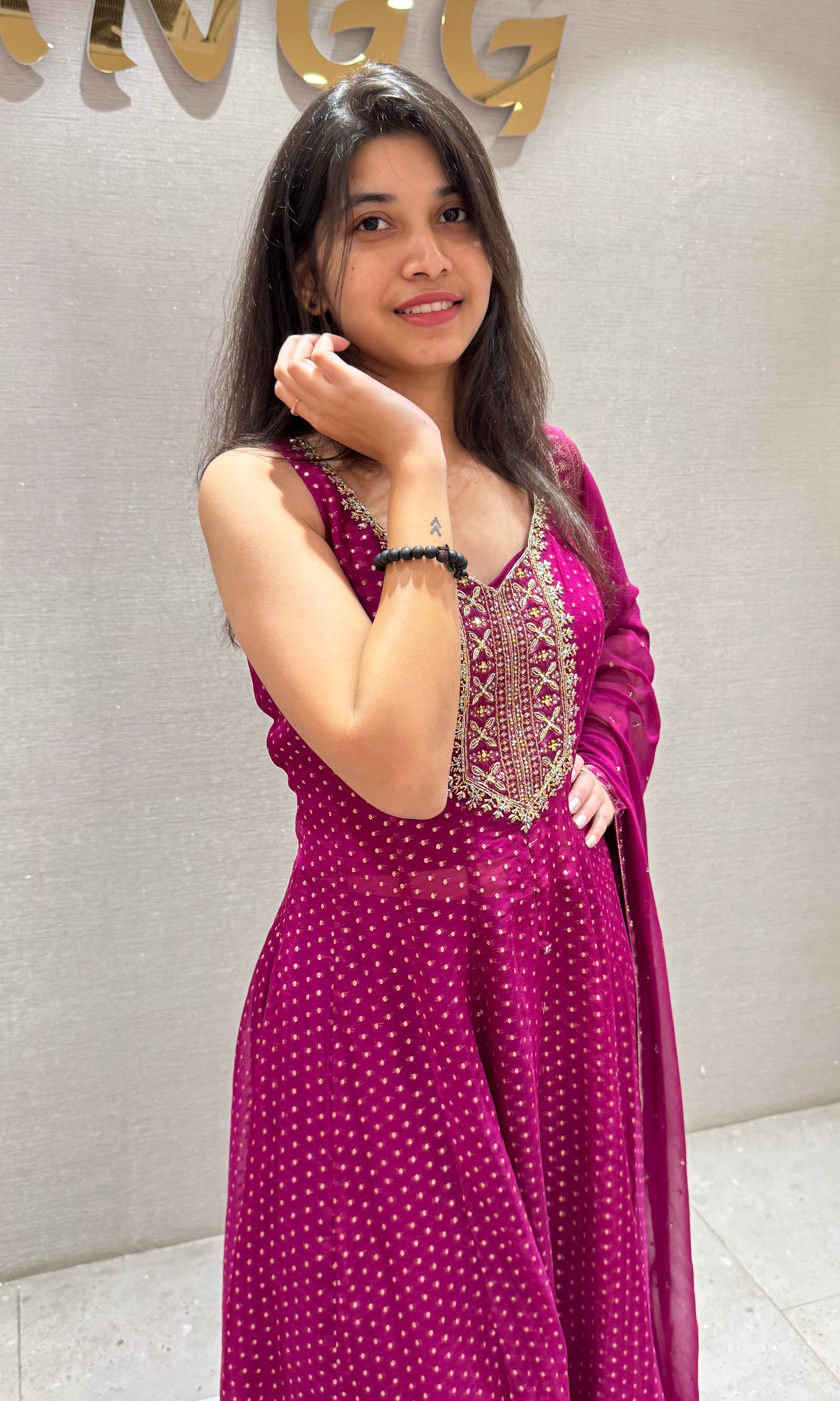 violet GOLDEN ENBROIDERED Anarkali