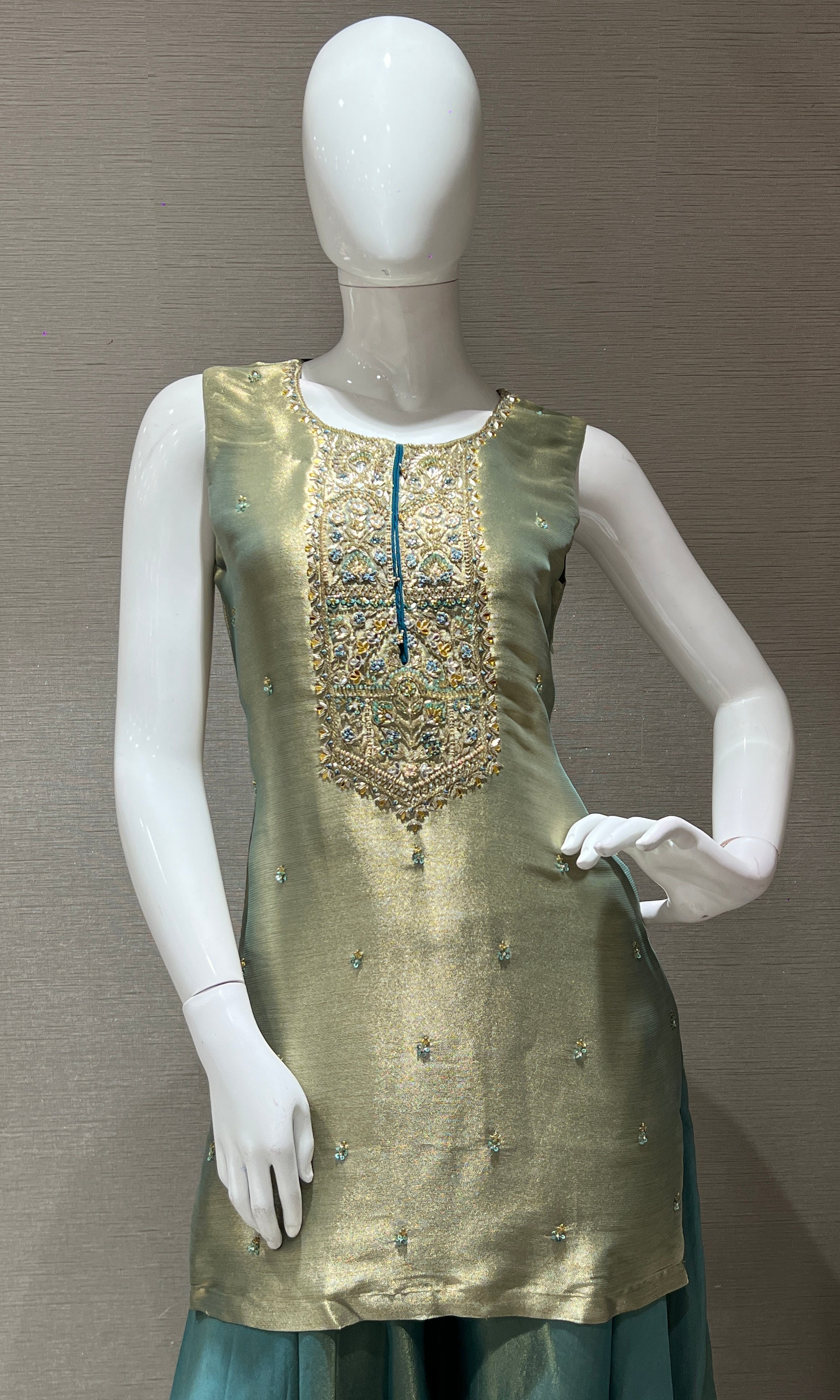 Green Embroidered Sharara Palazzo