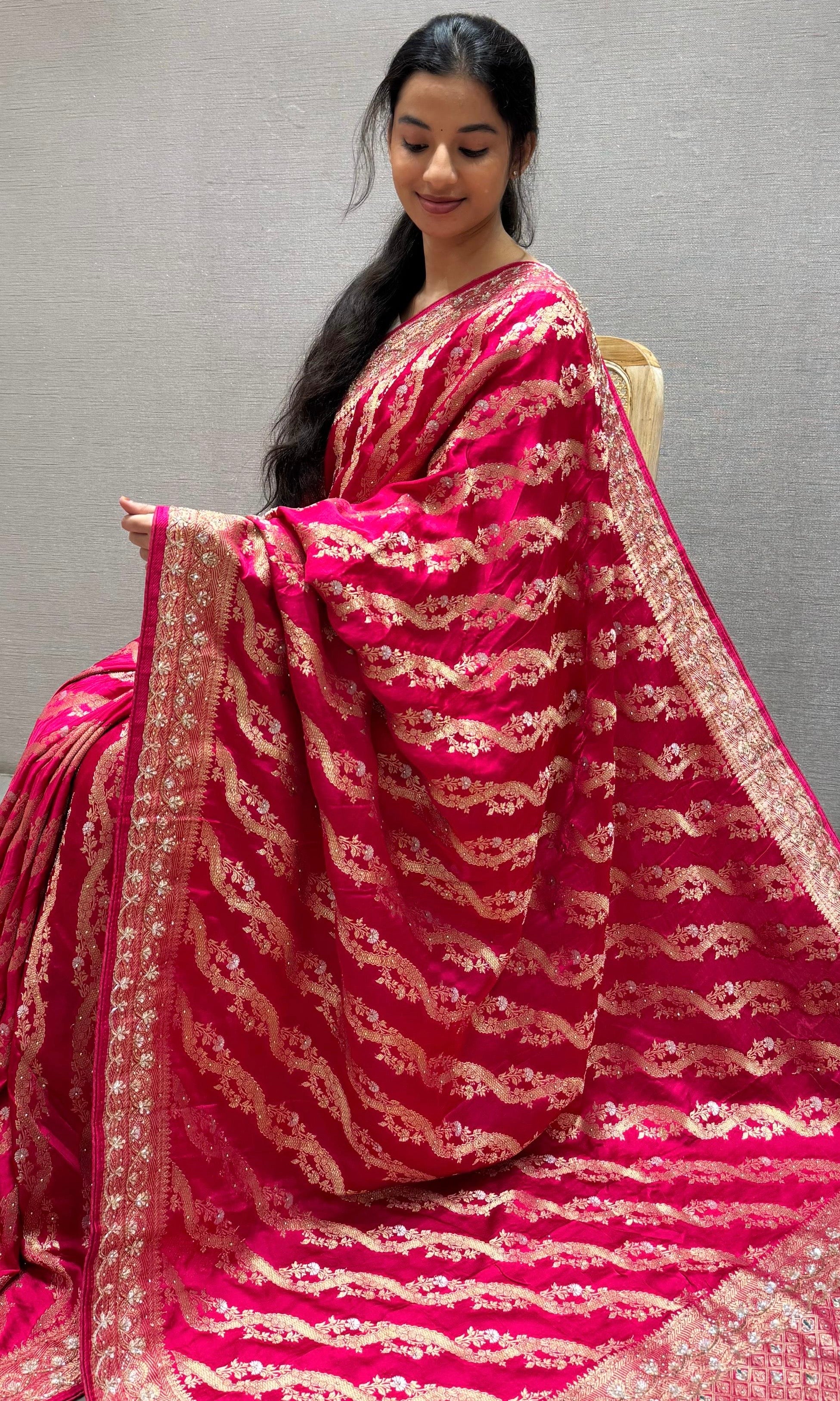 Pink Banarasi saree
