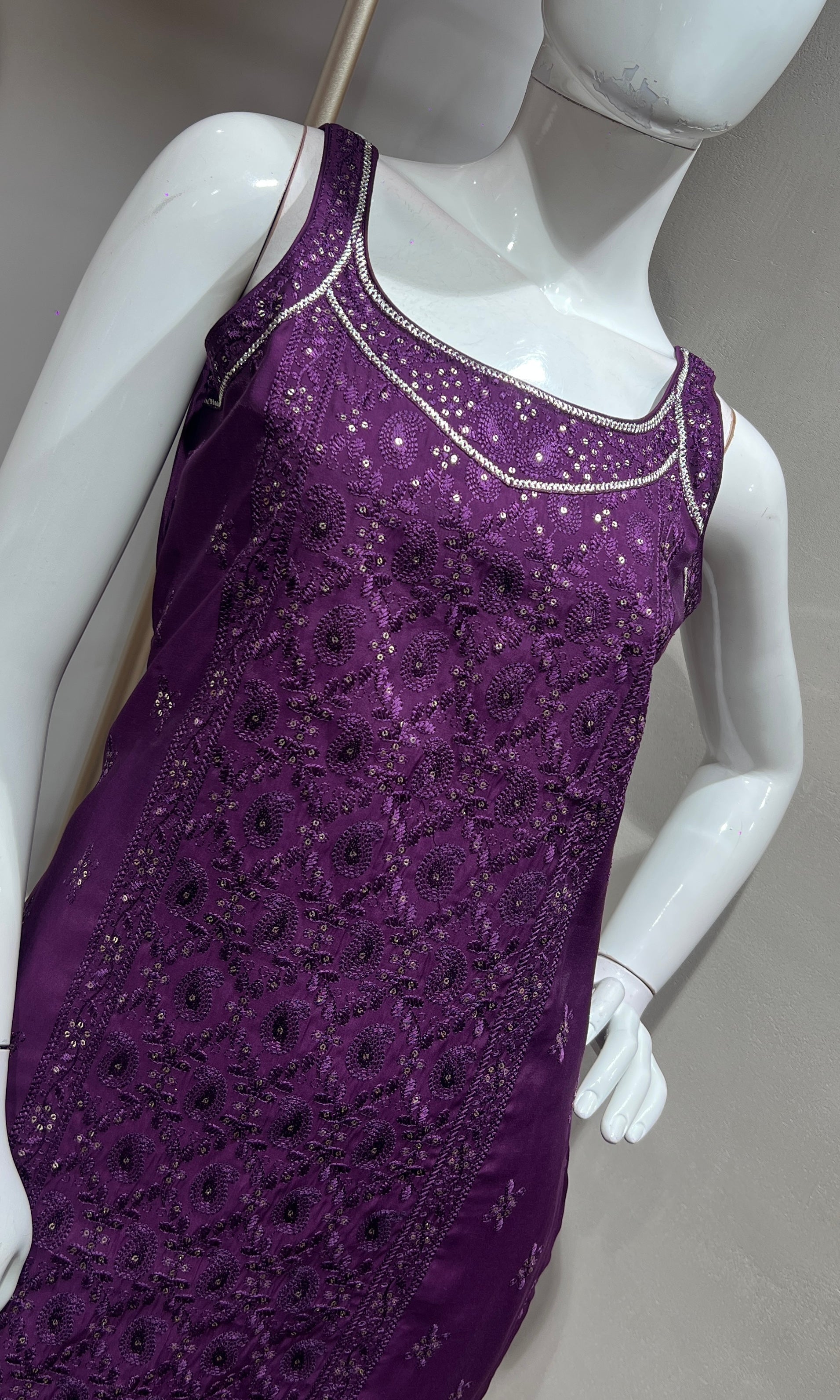 Wine Georgette Straight Suit with Dupatta