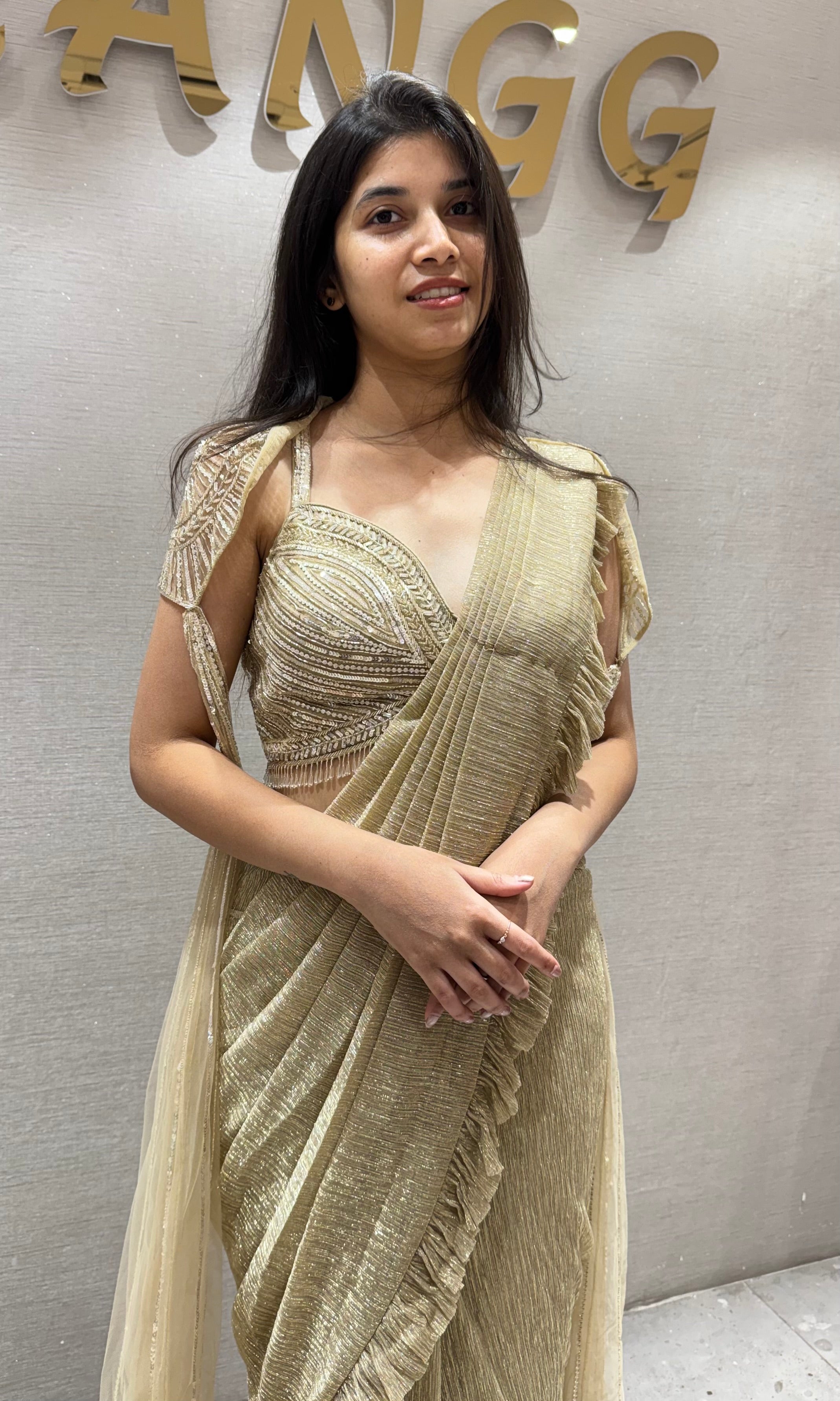 Gold Embellished Draped Saree
