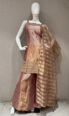 Onion Pink and Gold Zari Sharara set with Sheer Dupatta