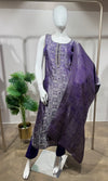 purple Banarasi silk kurta set