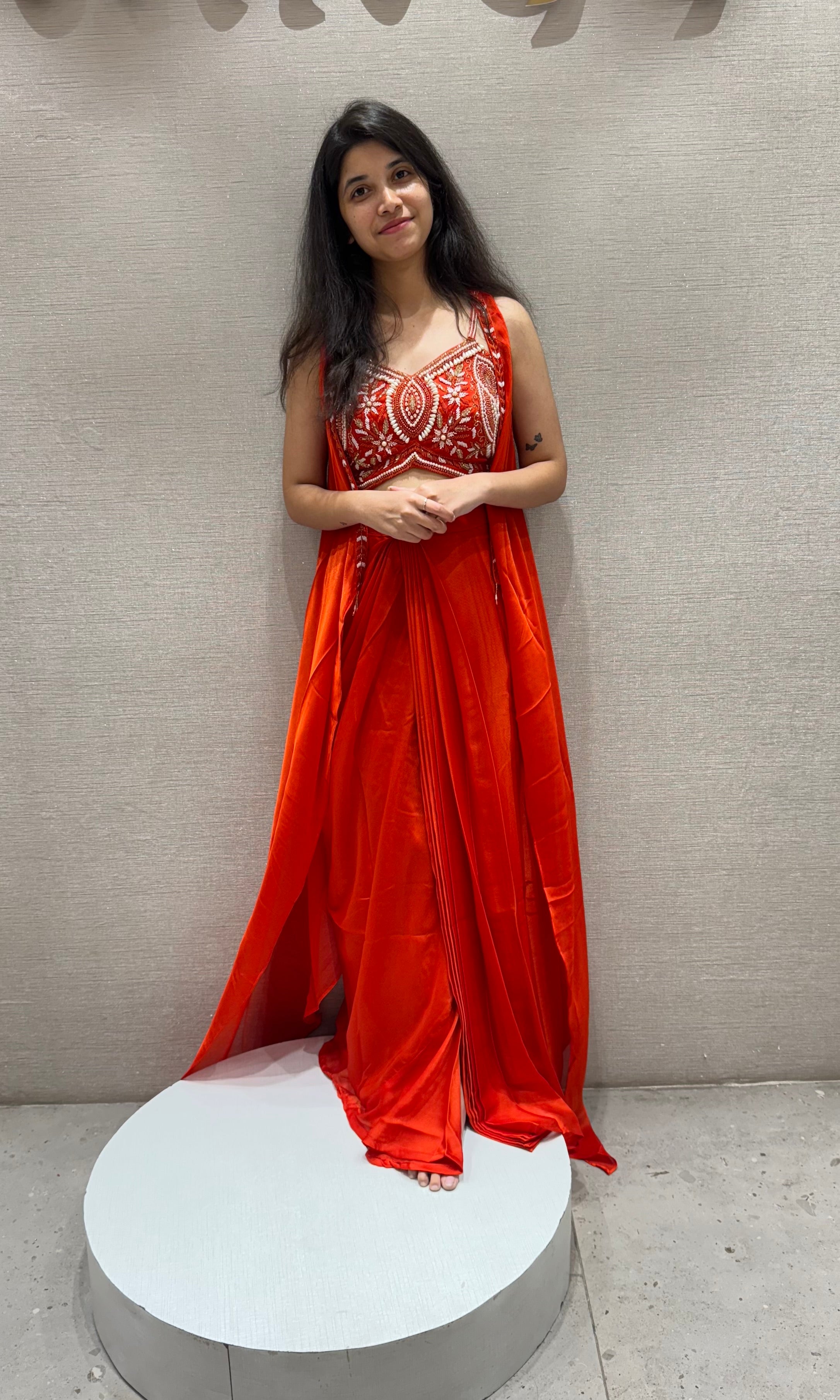 RUST 3 PIECE INDO WESTERN DRESS