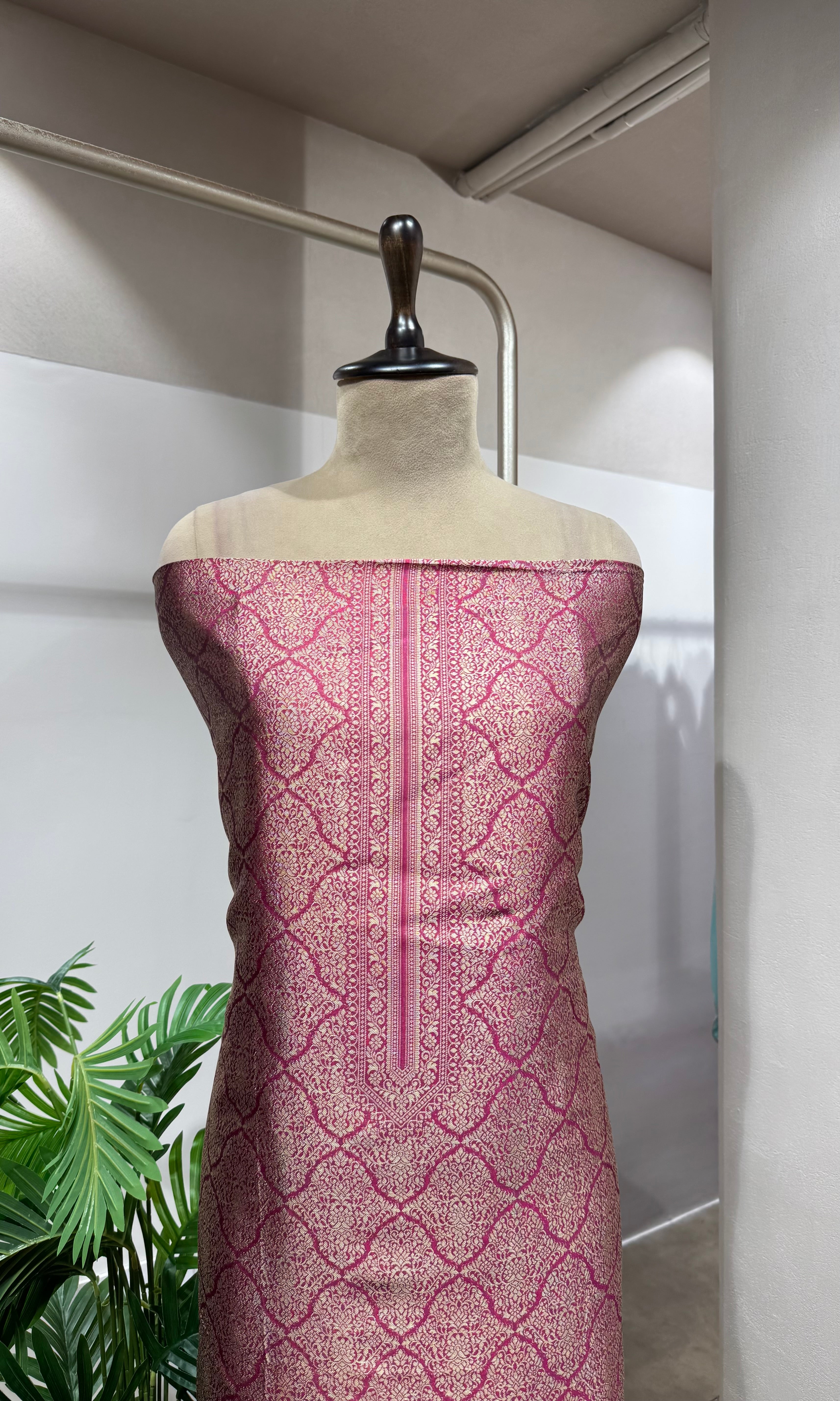 Pink Banarasi SILK DRESS MATERIAL