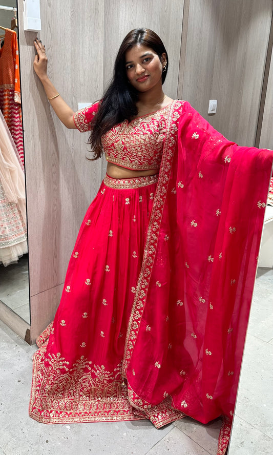 Pink Lehanga with designer blouse