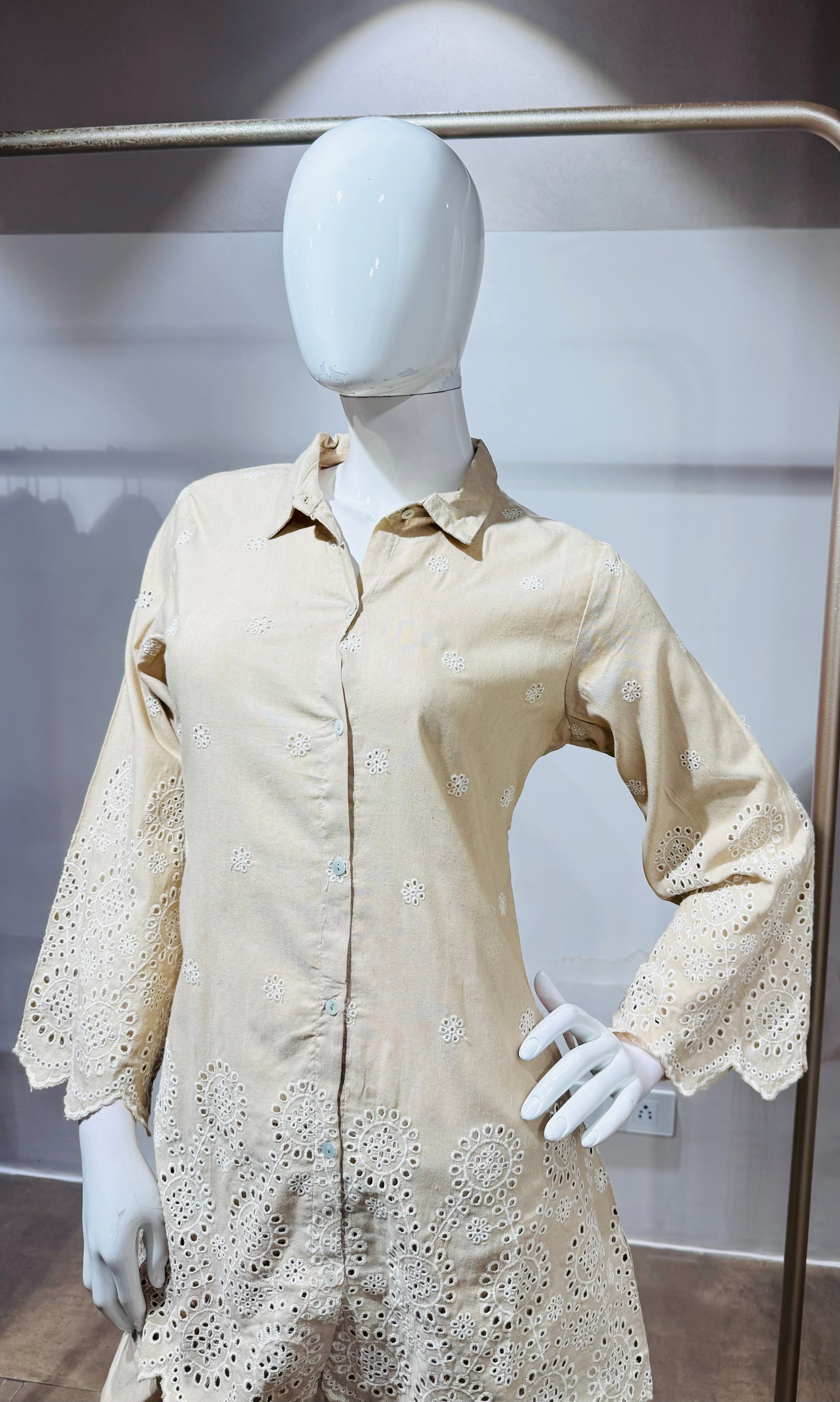 Beage Schiffli Cotton Co-Ord Set