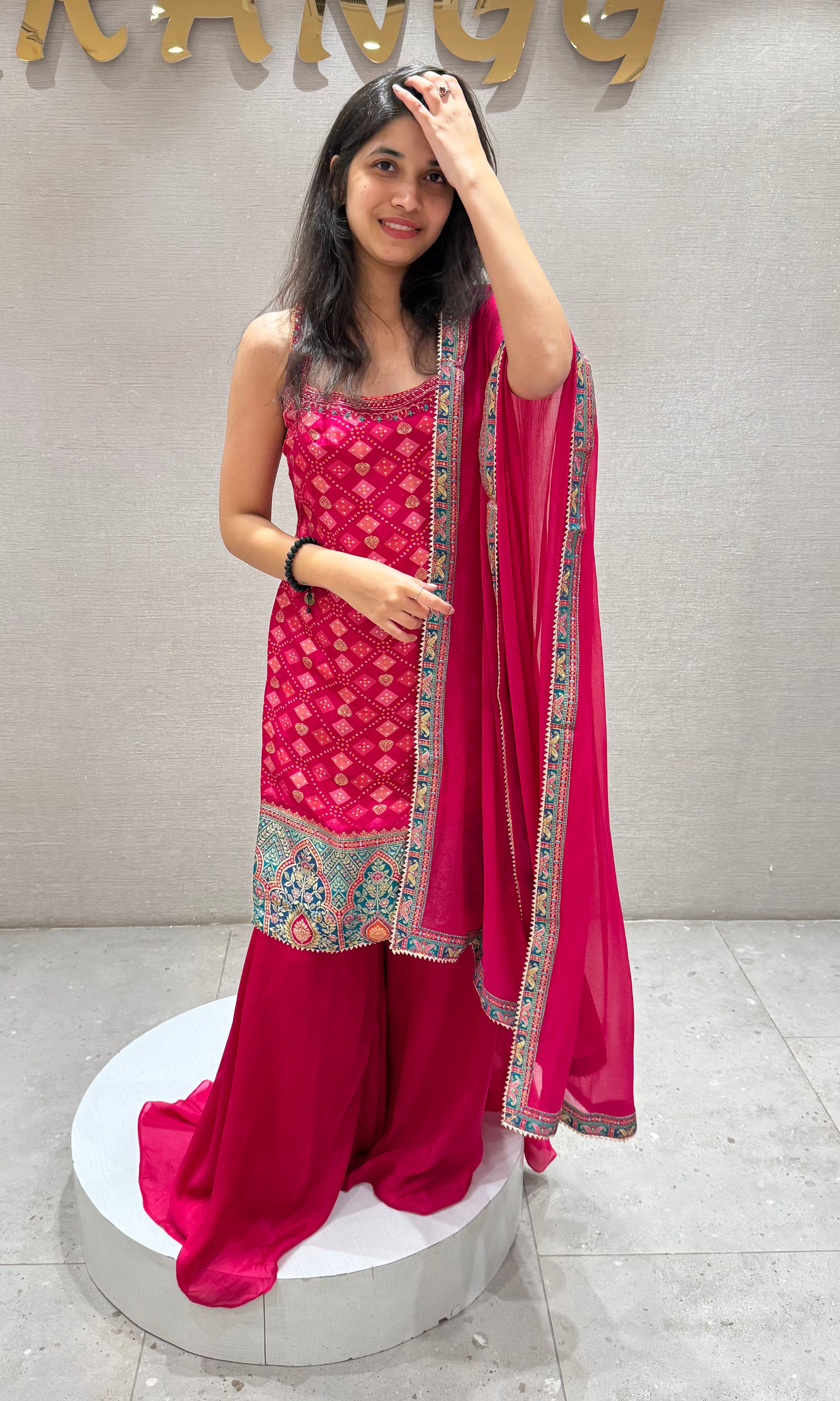 Radiant RANI Pink Embroidered Sharara Set