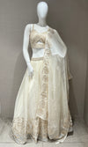 White Lehenga with floral embossing