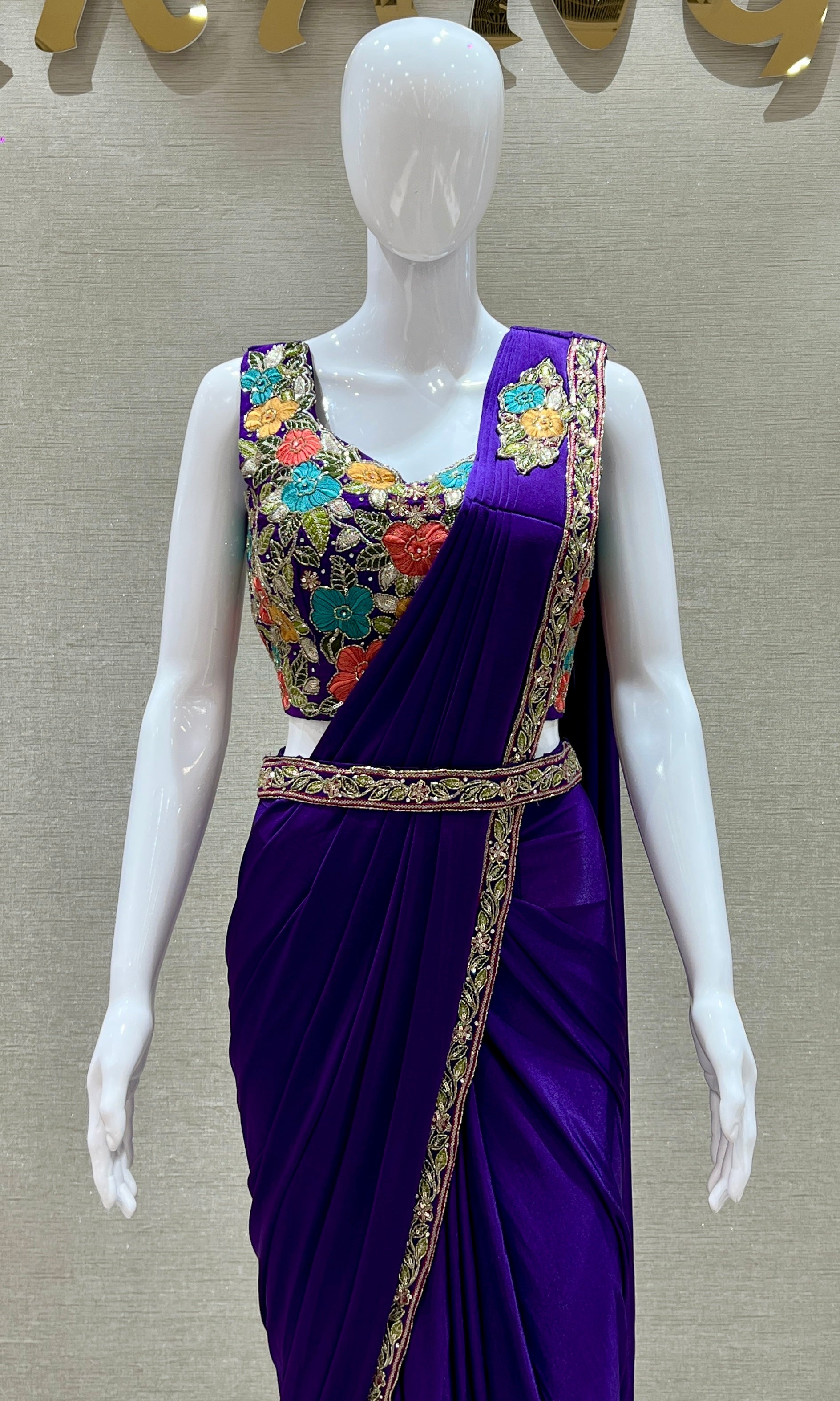 Purple one minute saree