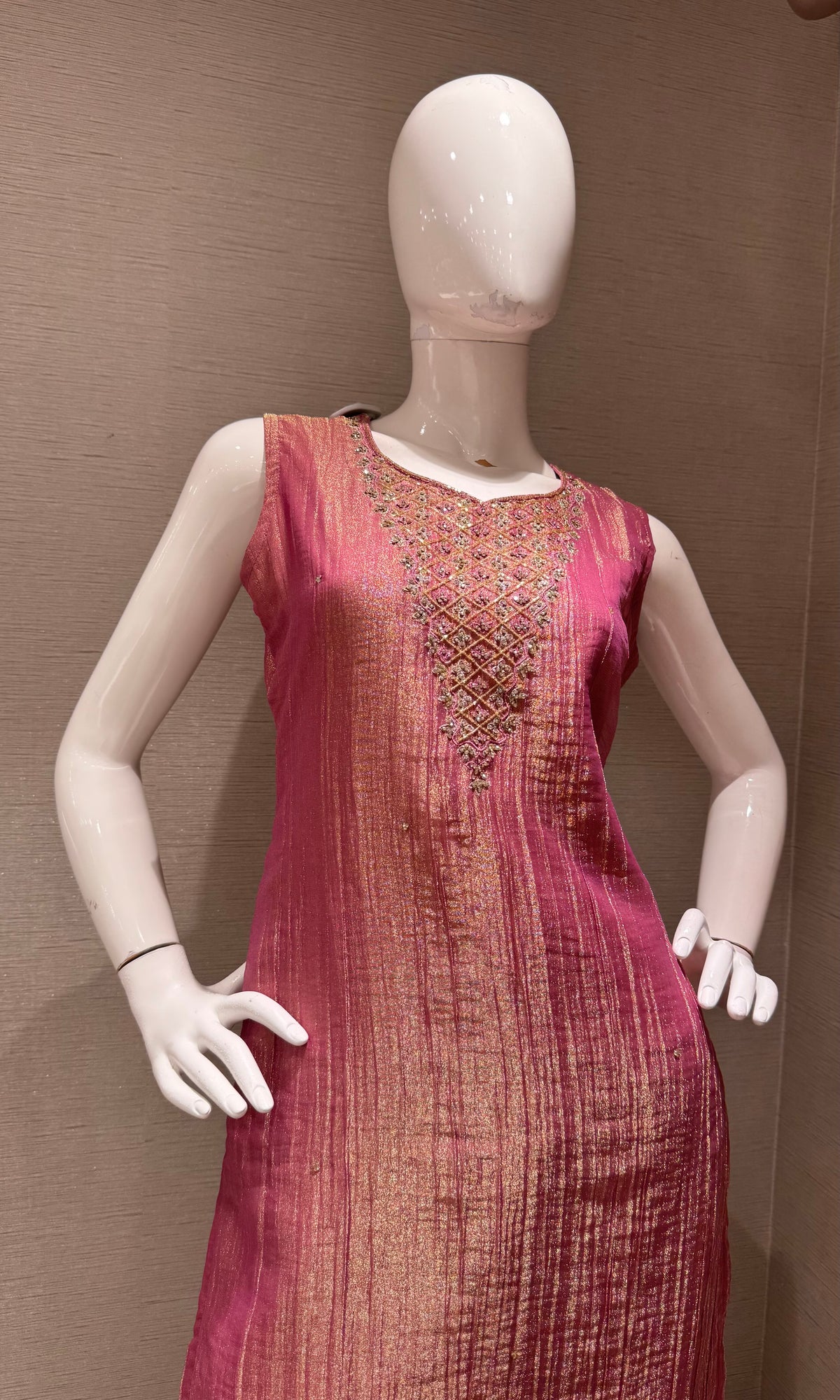 Wine Tissue Silk Ethnic Kurta Set with Dupatta
