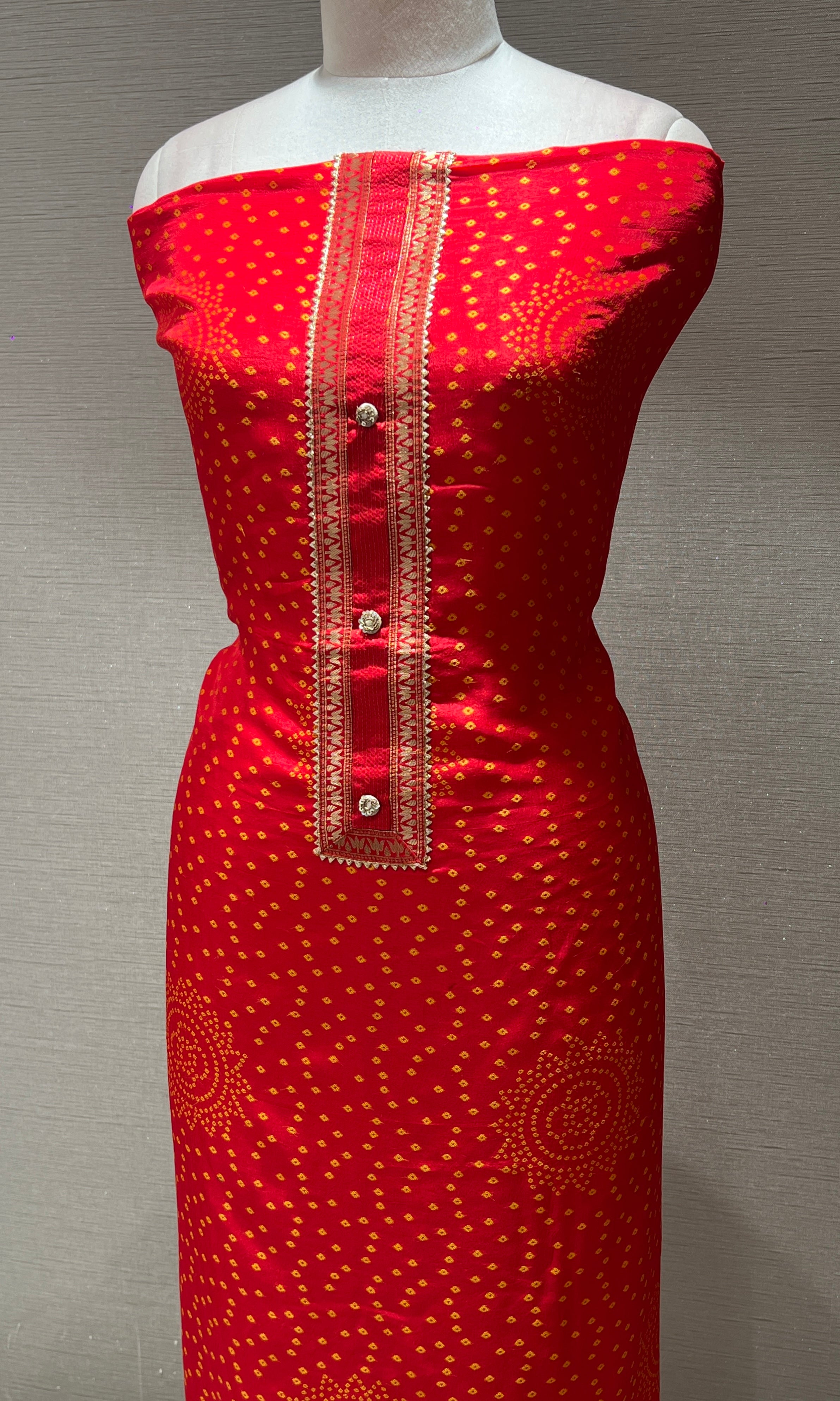 Red dress material (party wear)