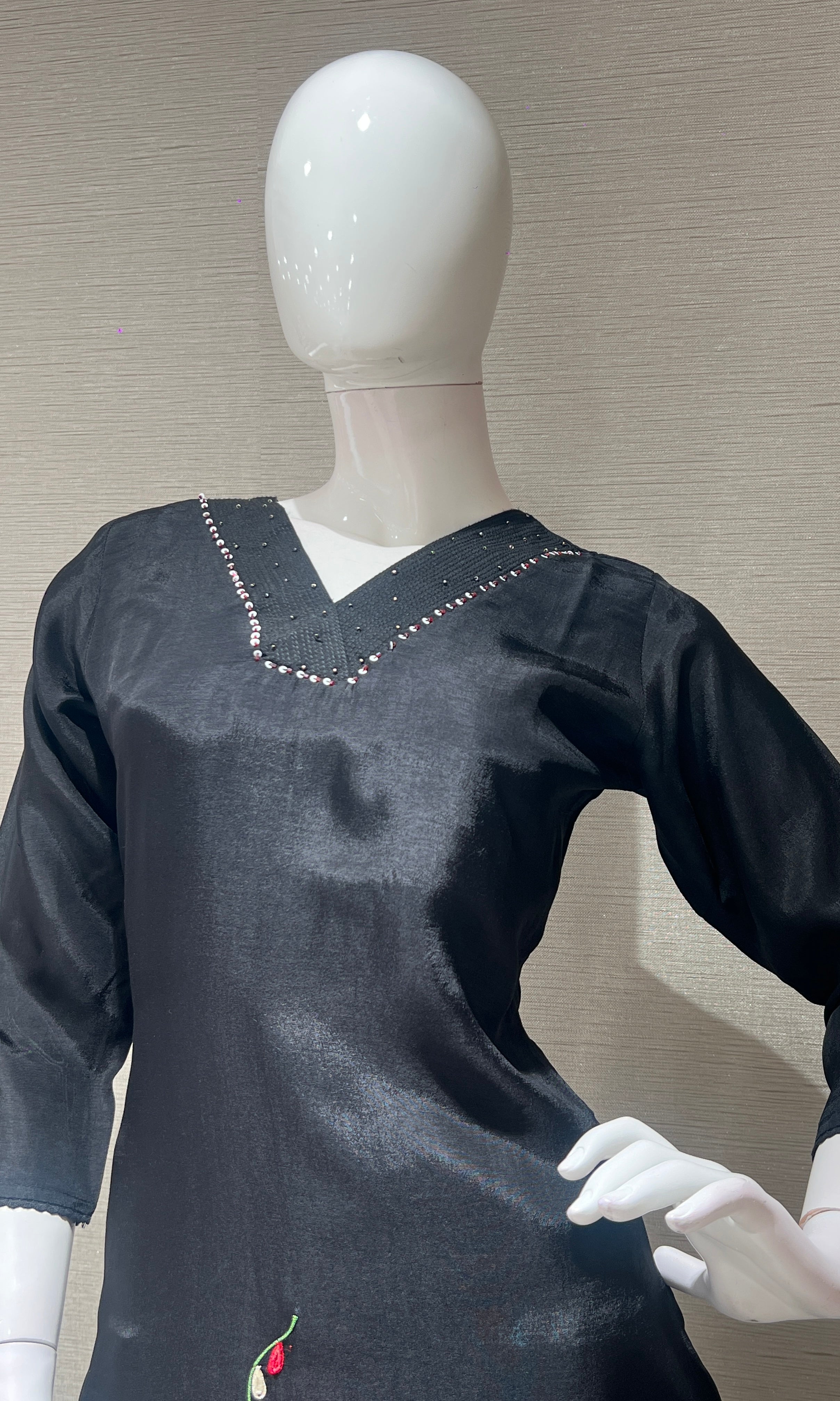 Black red floral embroidery KURTA SET