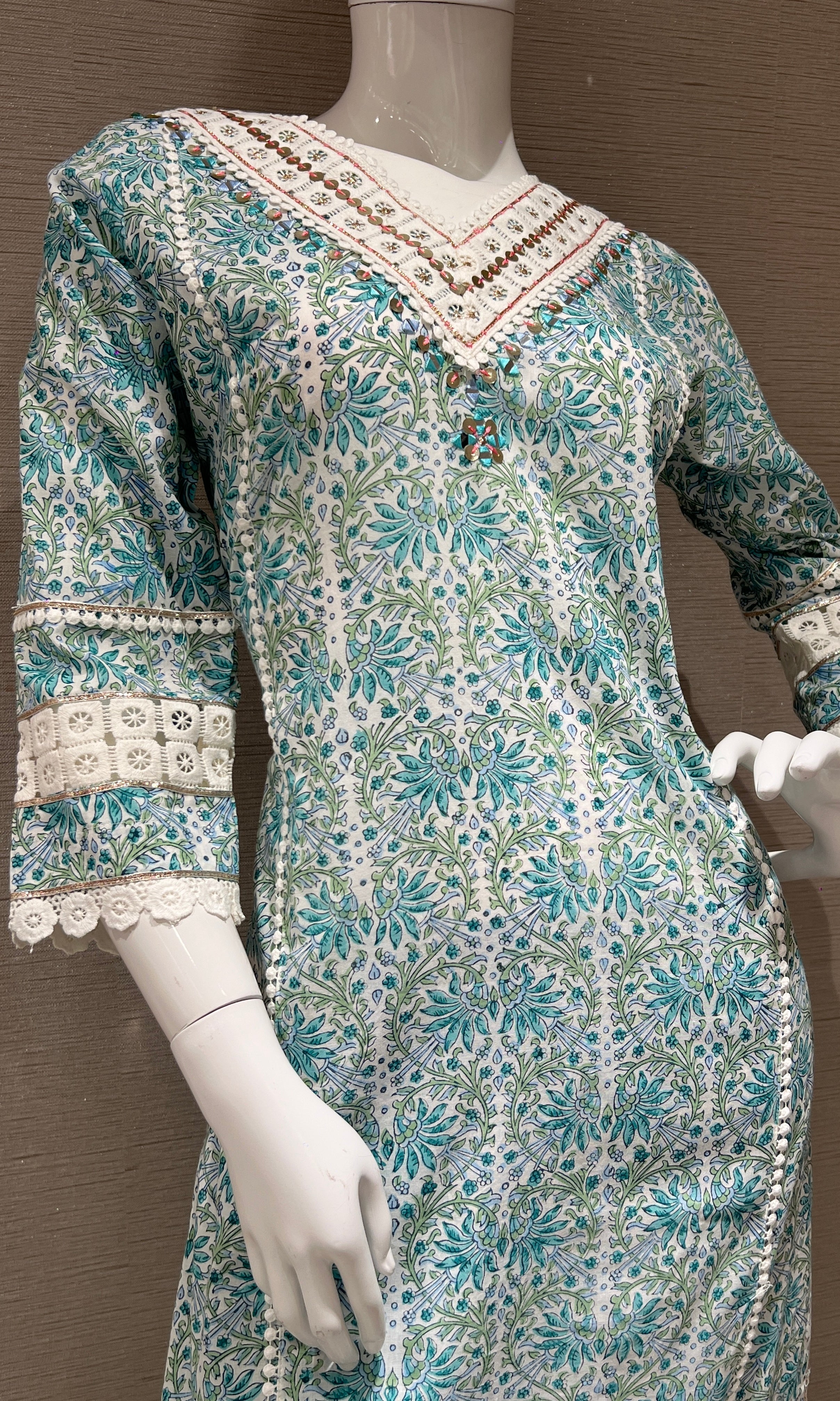 Blue cotton kurta set 3223