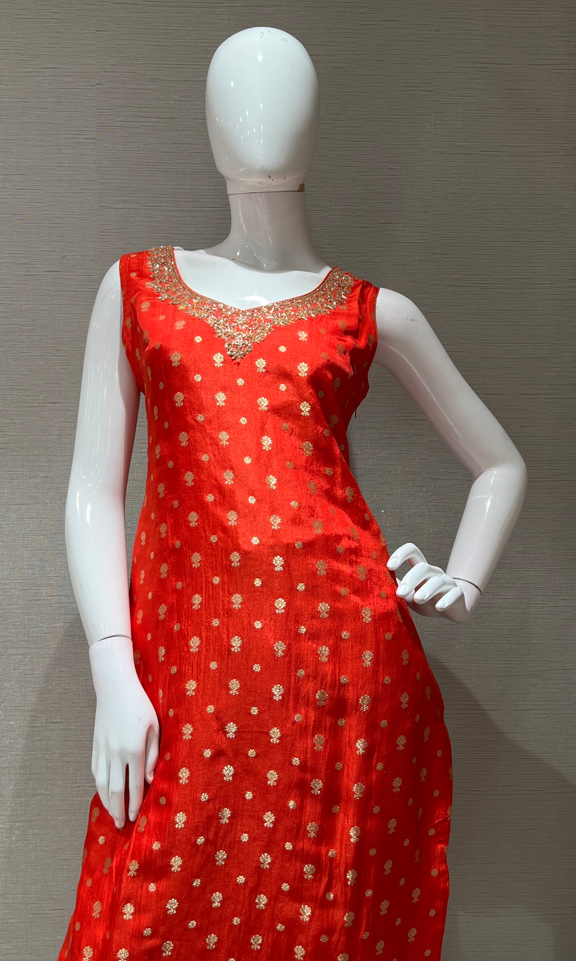 Orange golden kurta set