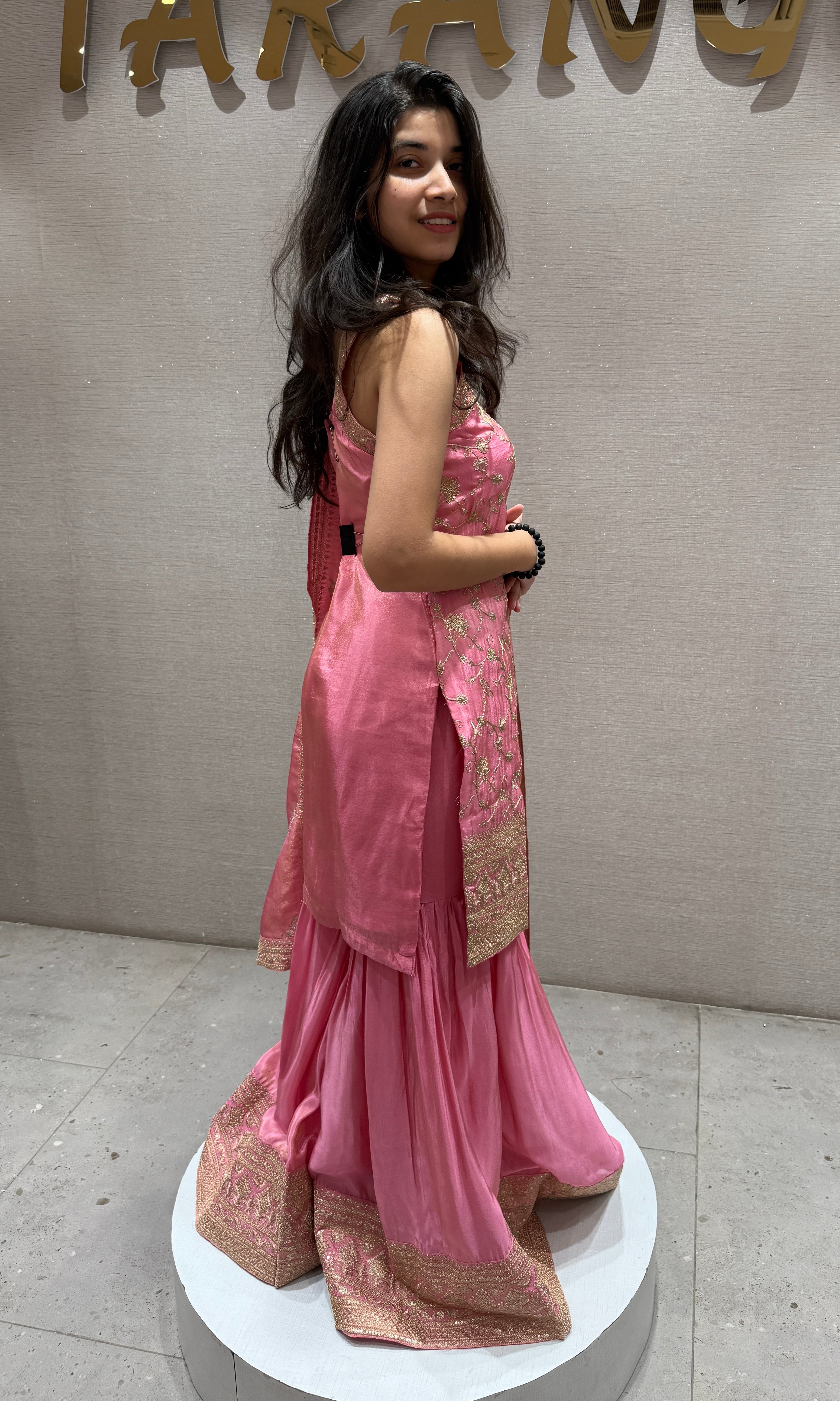 rose pink embroidered Sharara set