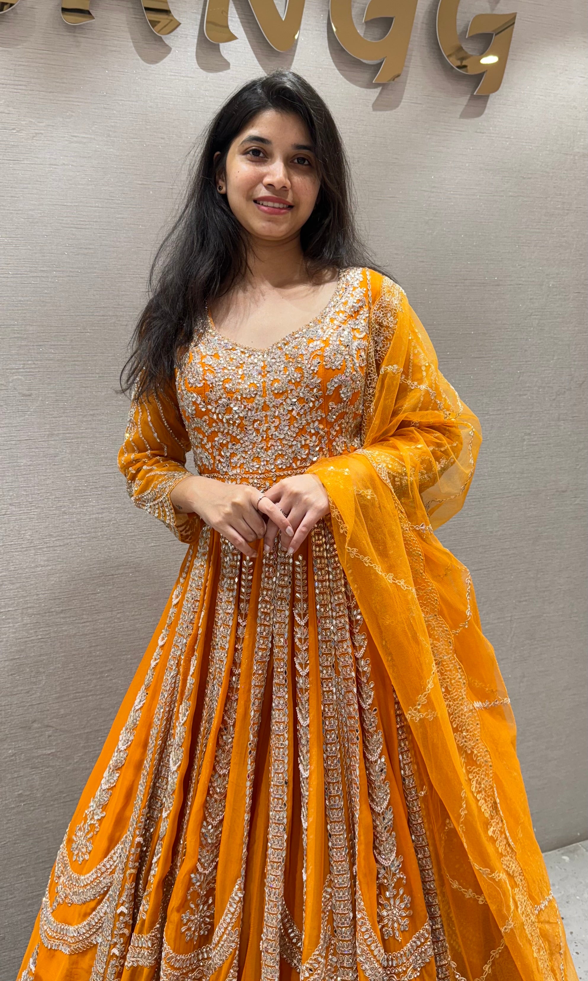 Orange golden embroidered Lehenga
