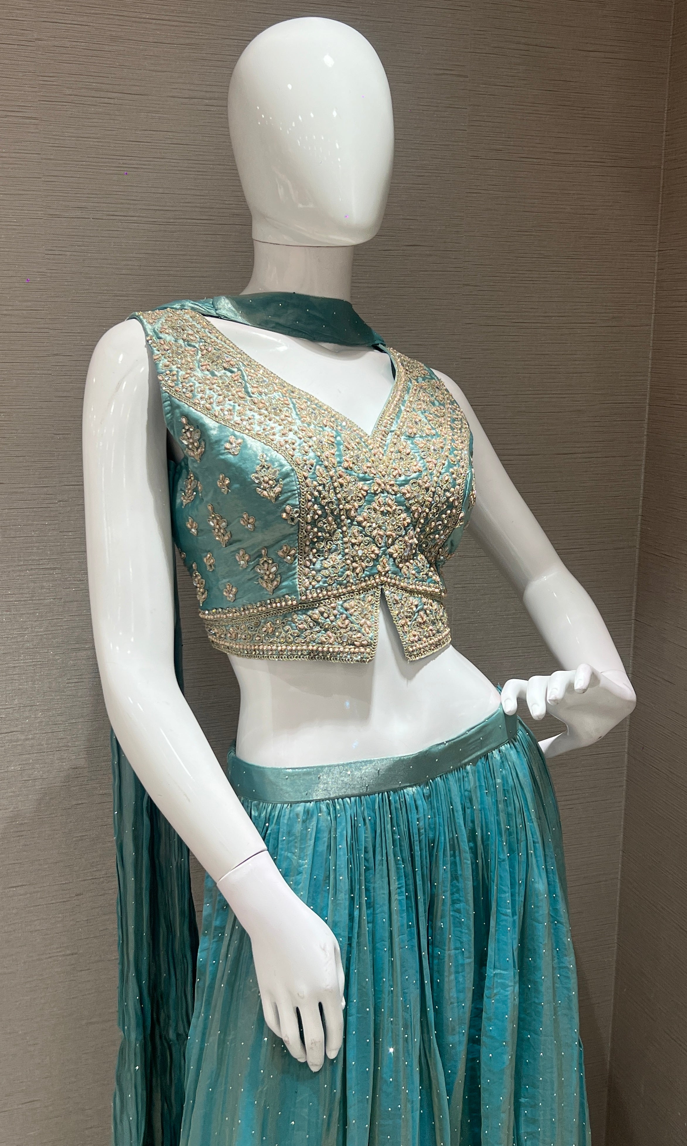 Sea blue EMBROIDERED palazzo SET