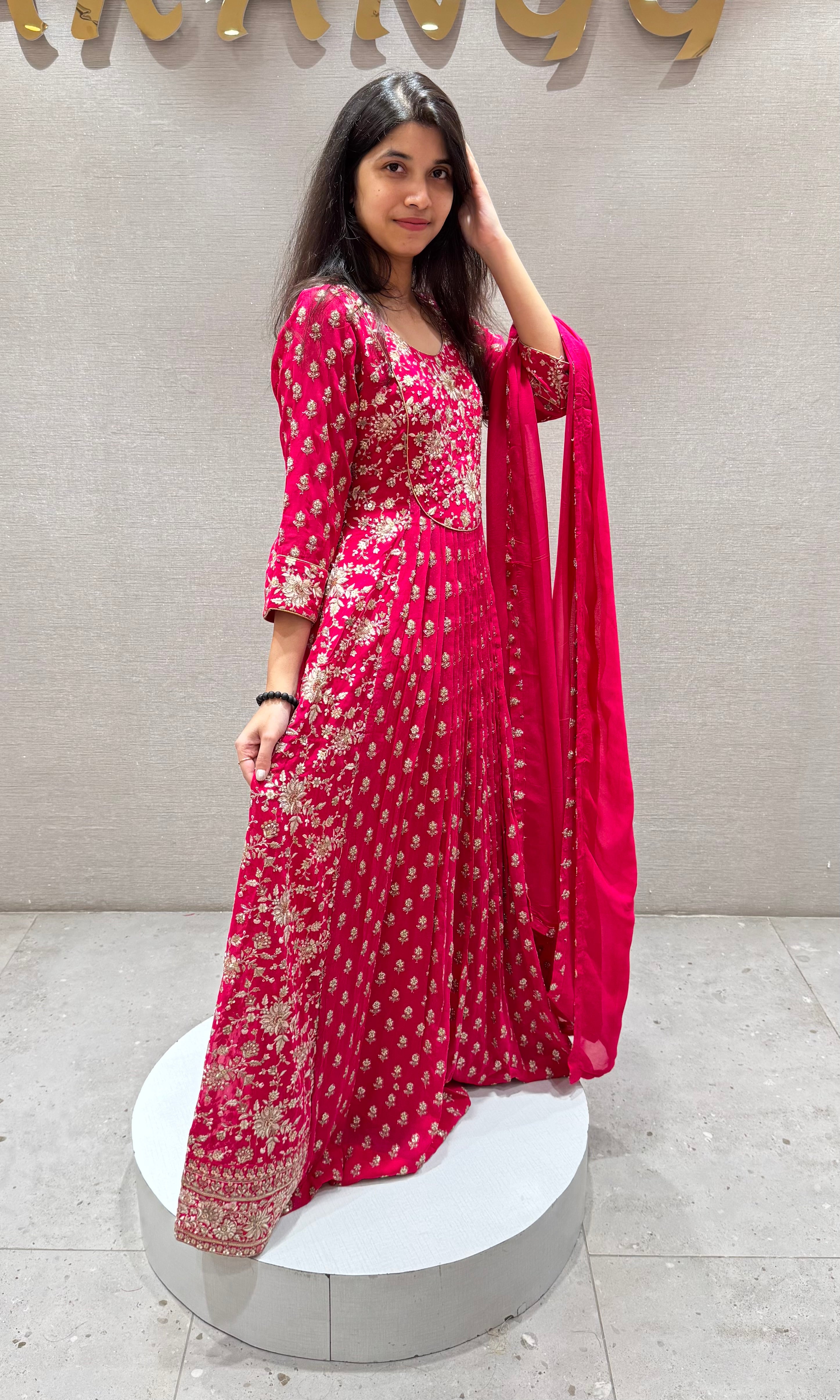Rani pink ANARKALI long dress