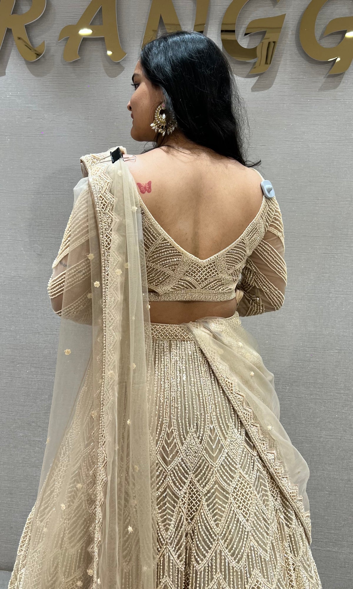 GOLDEN GLOW INTRICATE THREAD EMBROIDERY BRIDAL LEHENGA