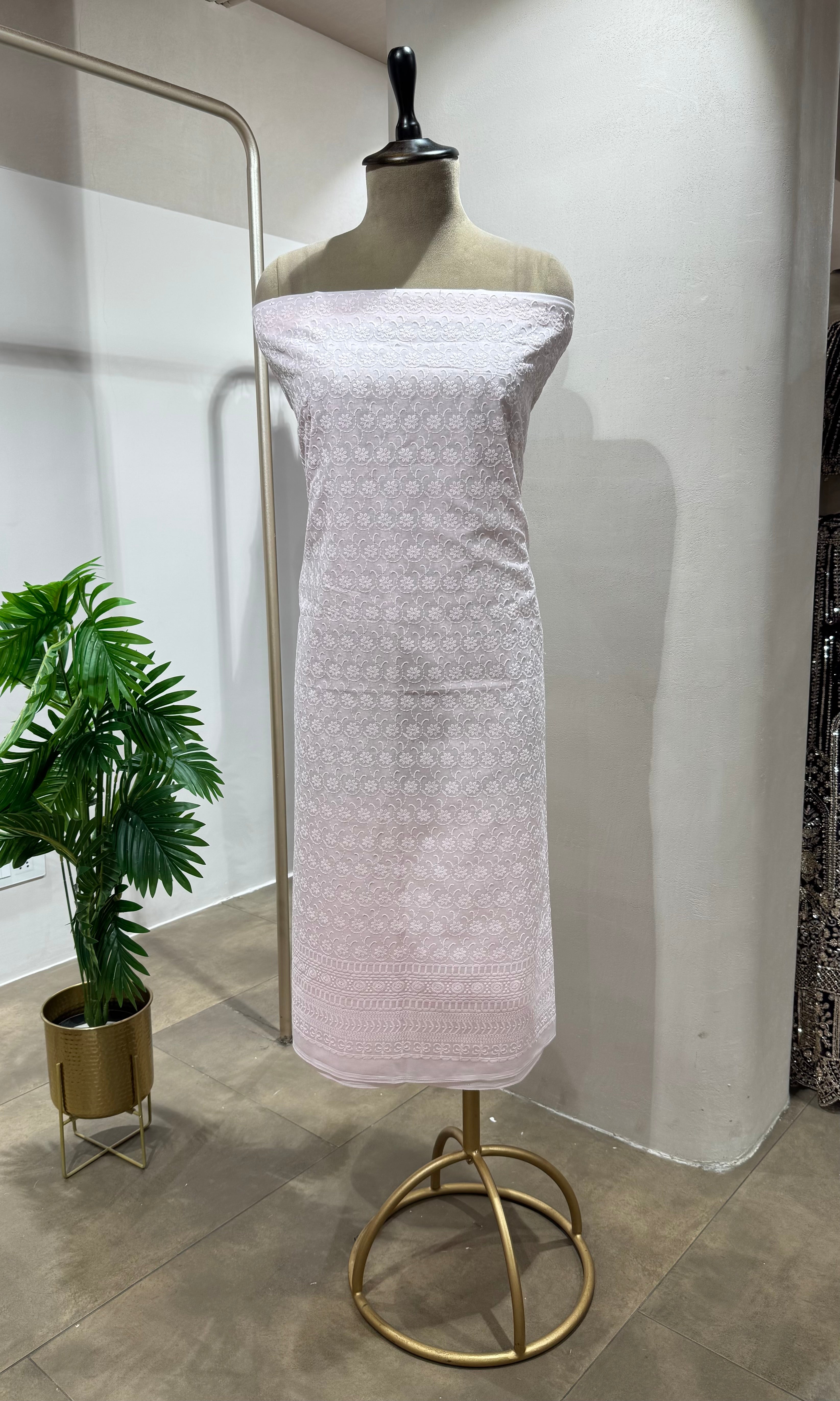 PINK CHIKANKARI DRESS MATERIAL