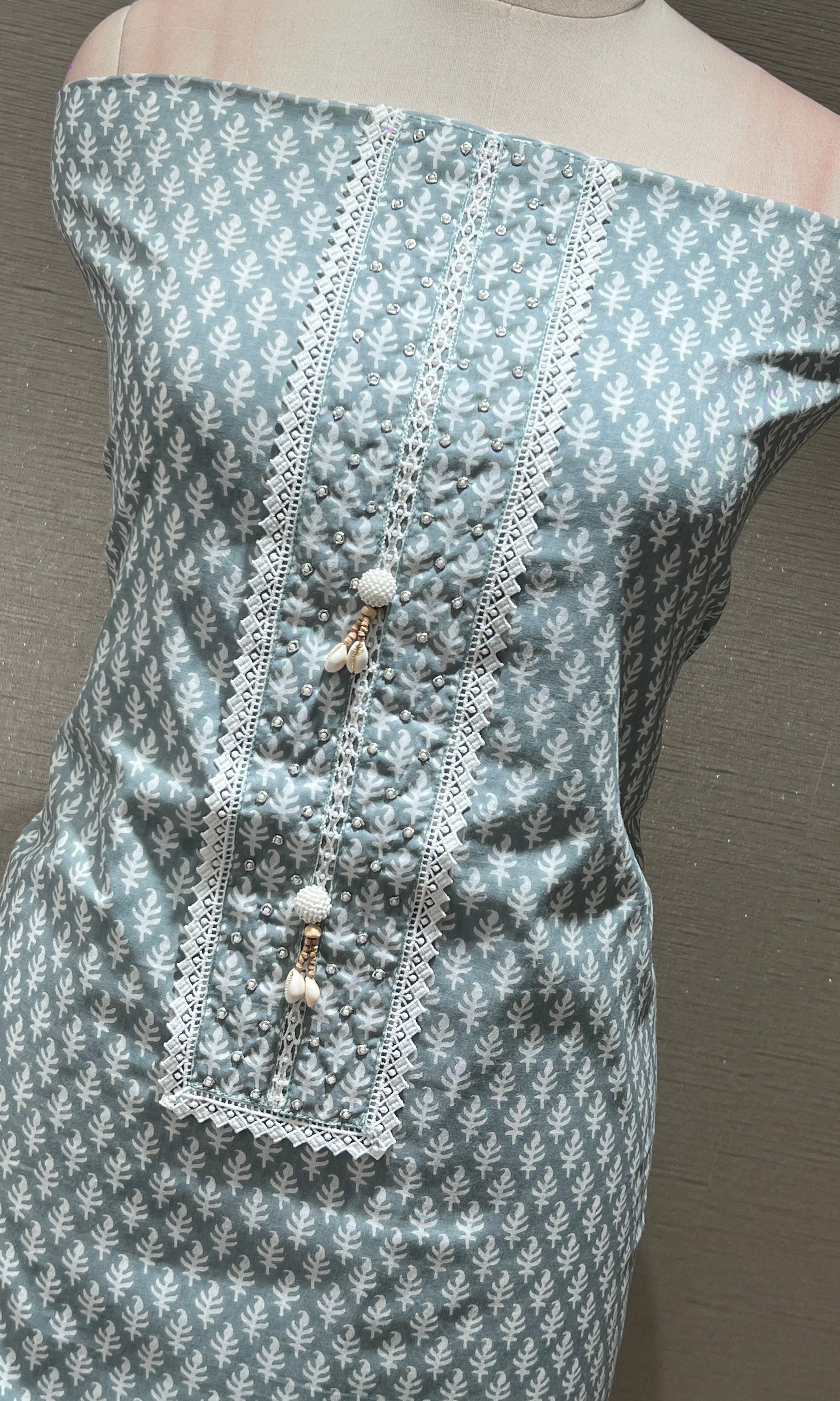 Sea green dress material