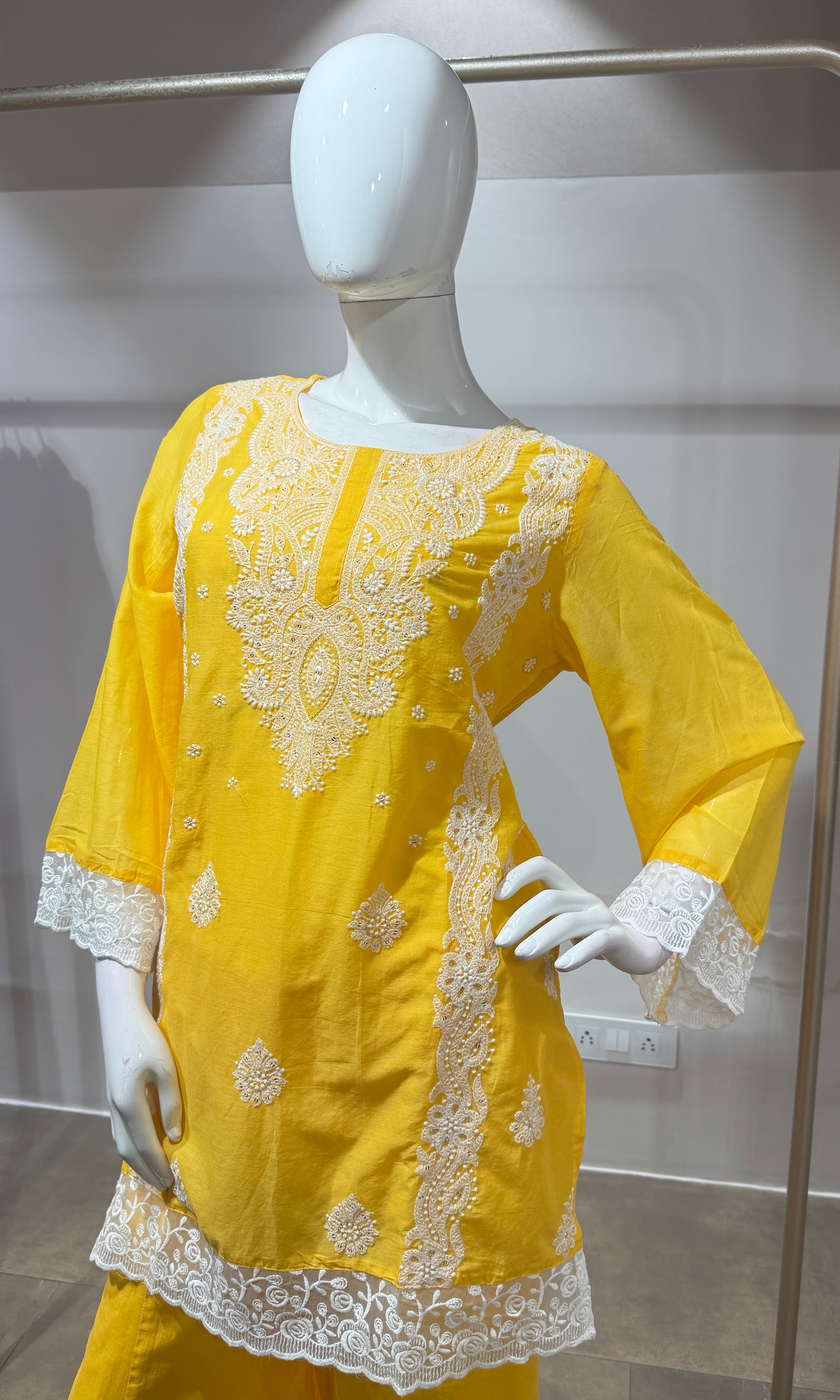 Sunshine Yellow Embroidered Sharara Set