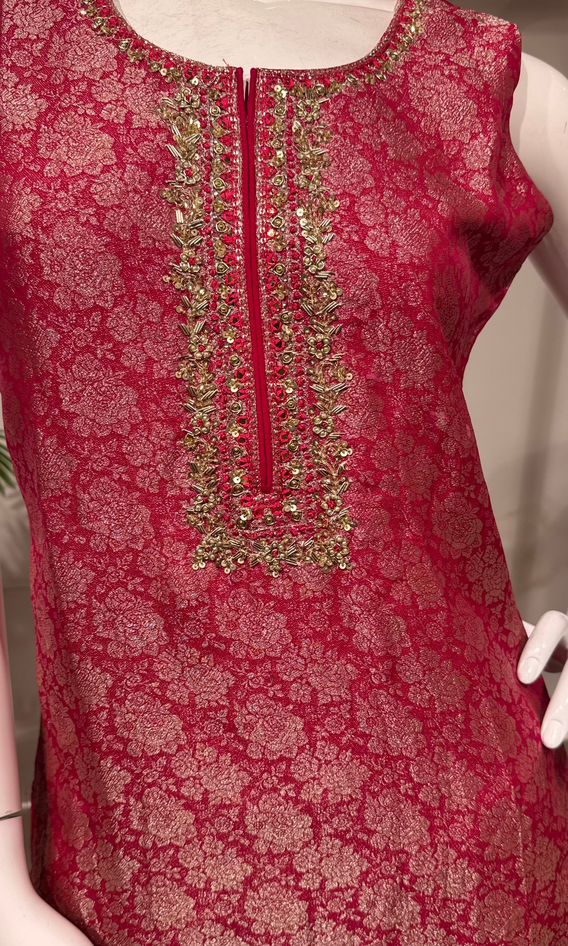 Rani pink banarasi kurta set