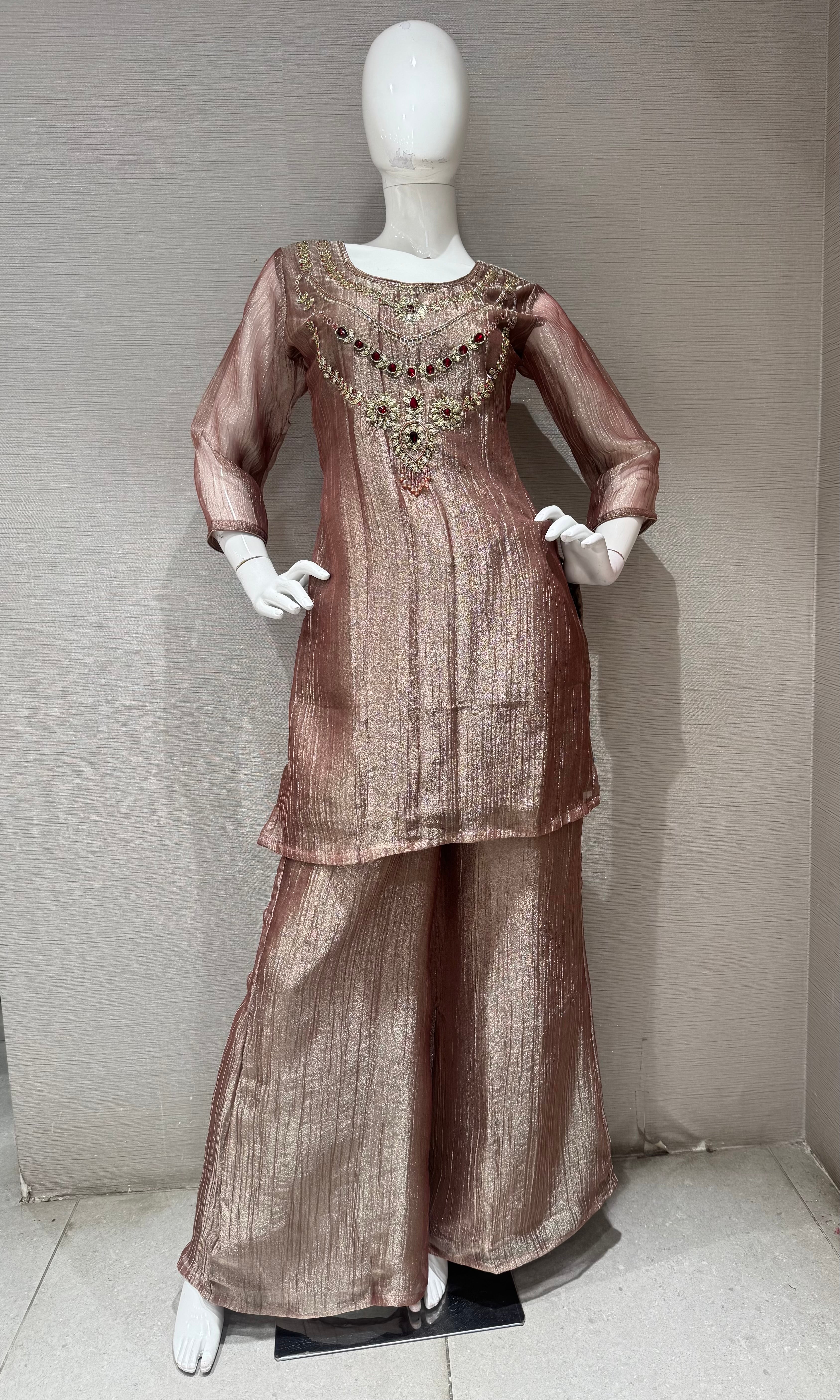 Moee Shimmer Cord Palazzo Set