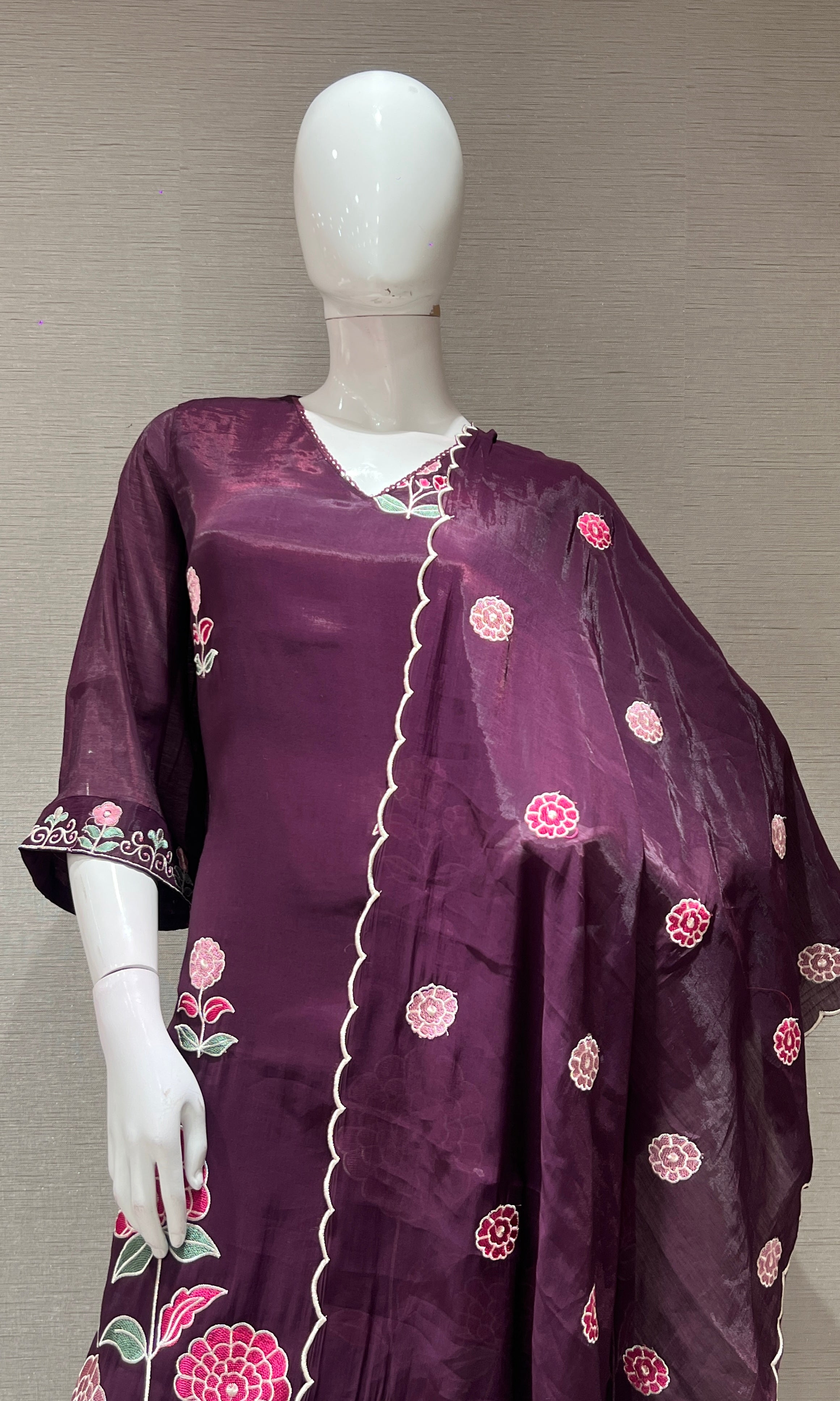 Wine FLORAL kurta set