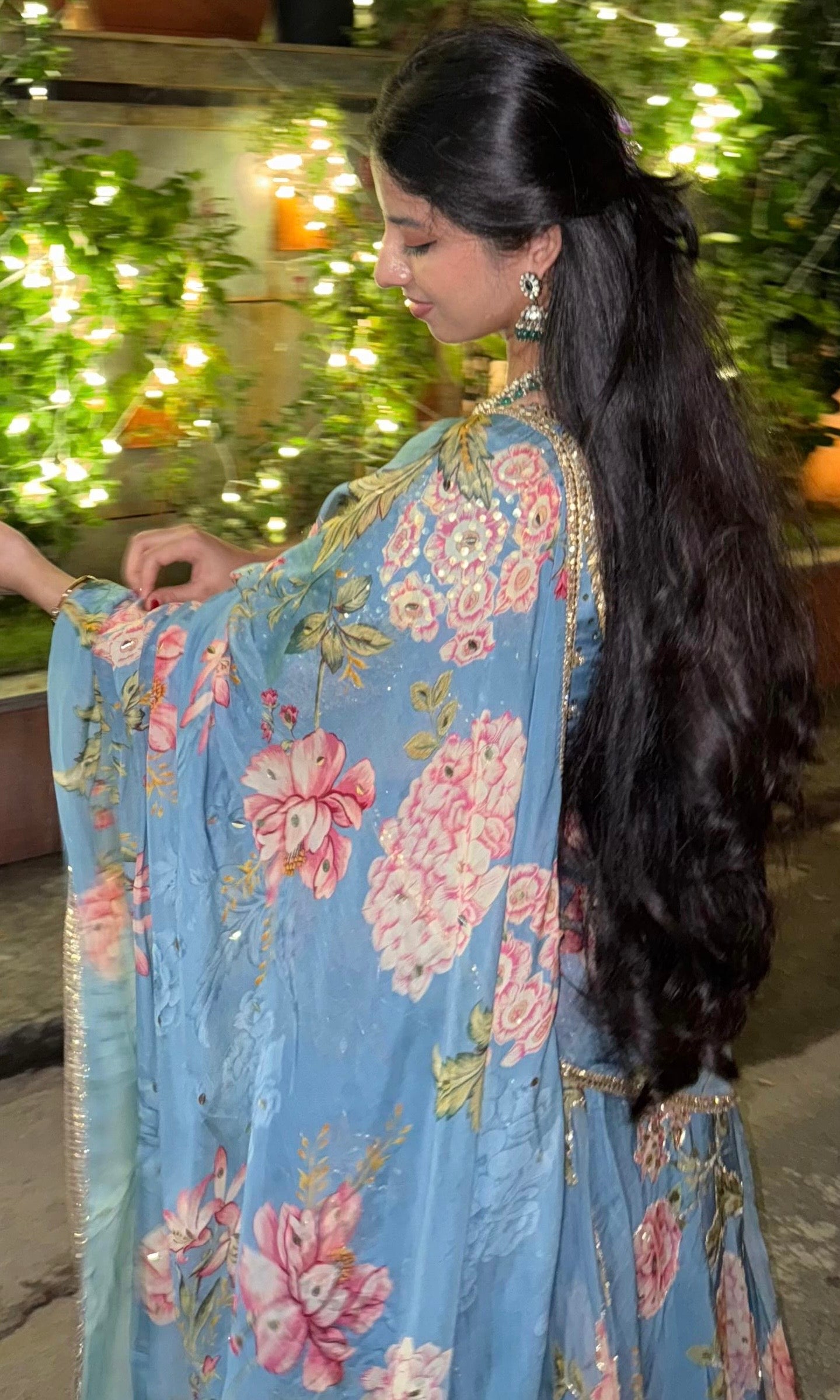 Light Blue Floral Embroidered Lehenga
