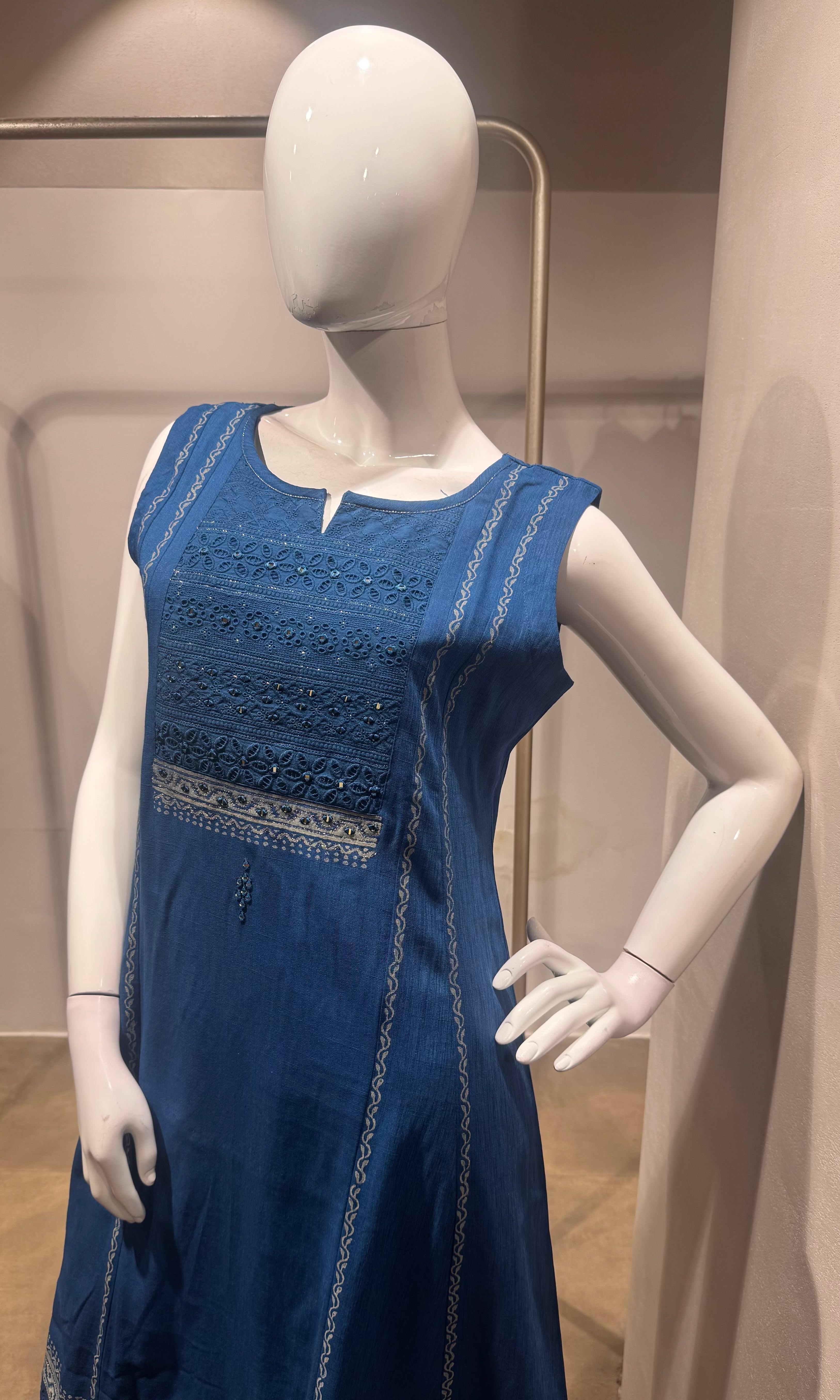 Regal Blue Ethnic Kurti with bottom