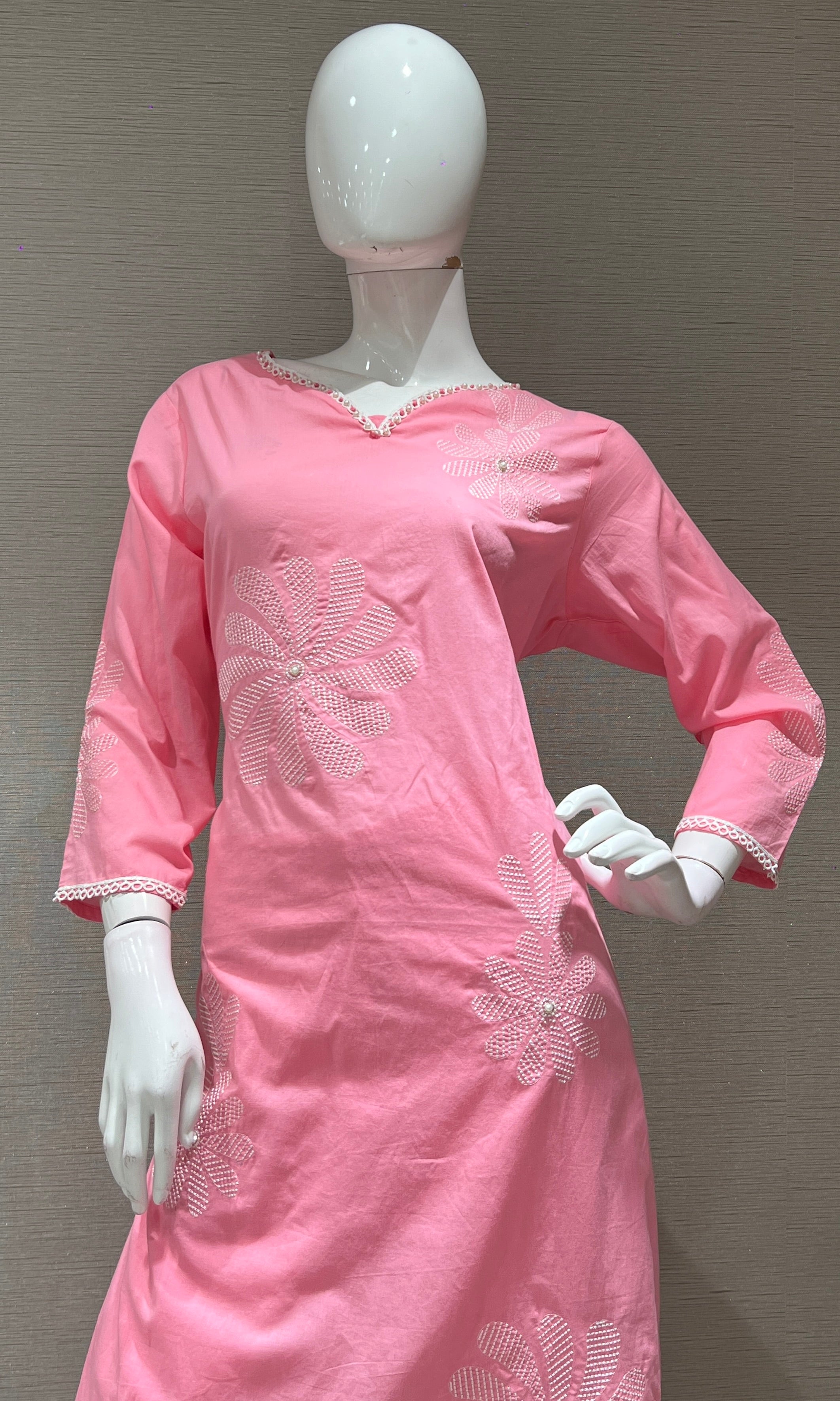 BABY pink FLORAL KURTA SET