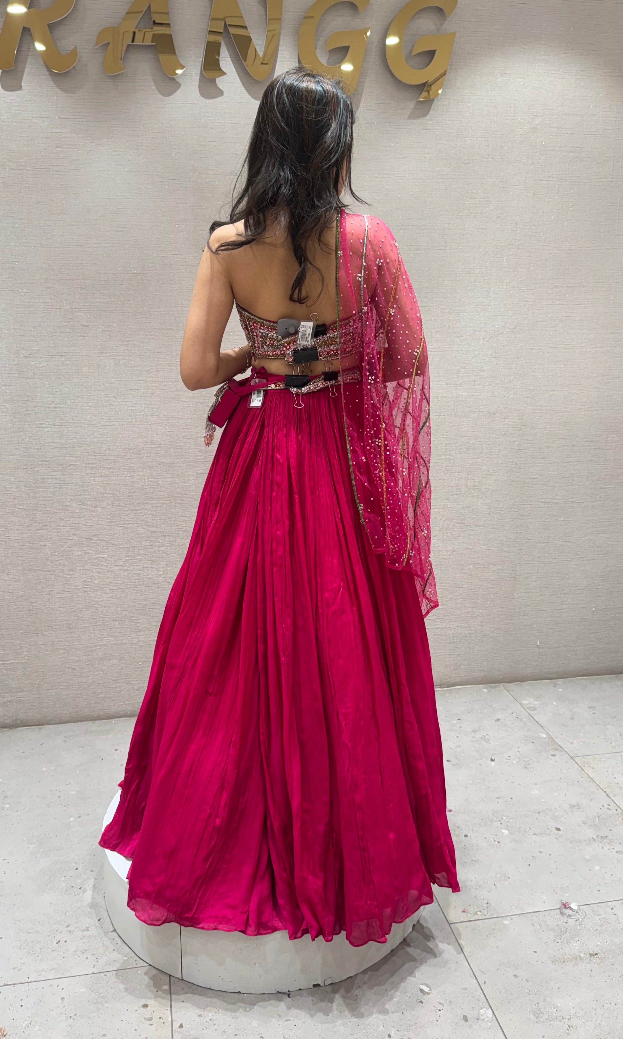 Rani Pink Silk Embroidery Lehenga Choli