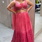 🌺Pink lehanga with designer blouse🌺