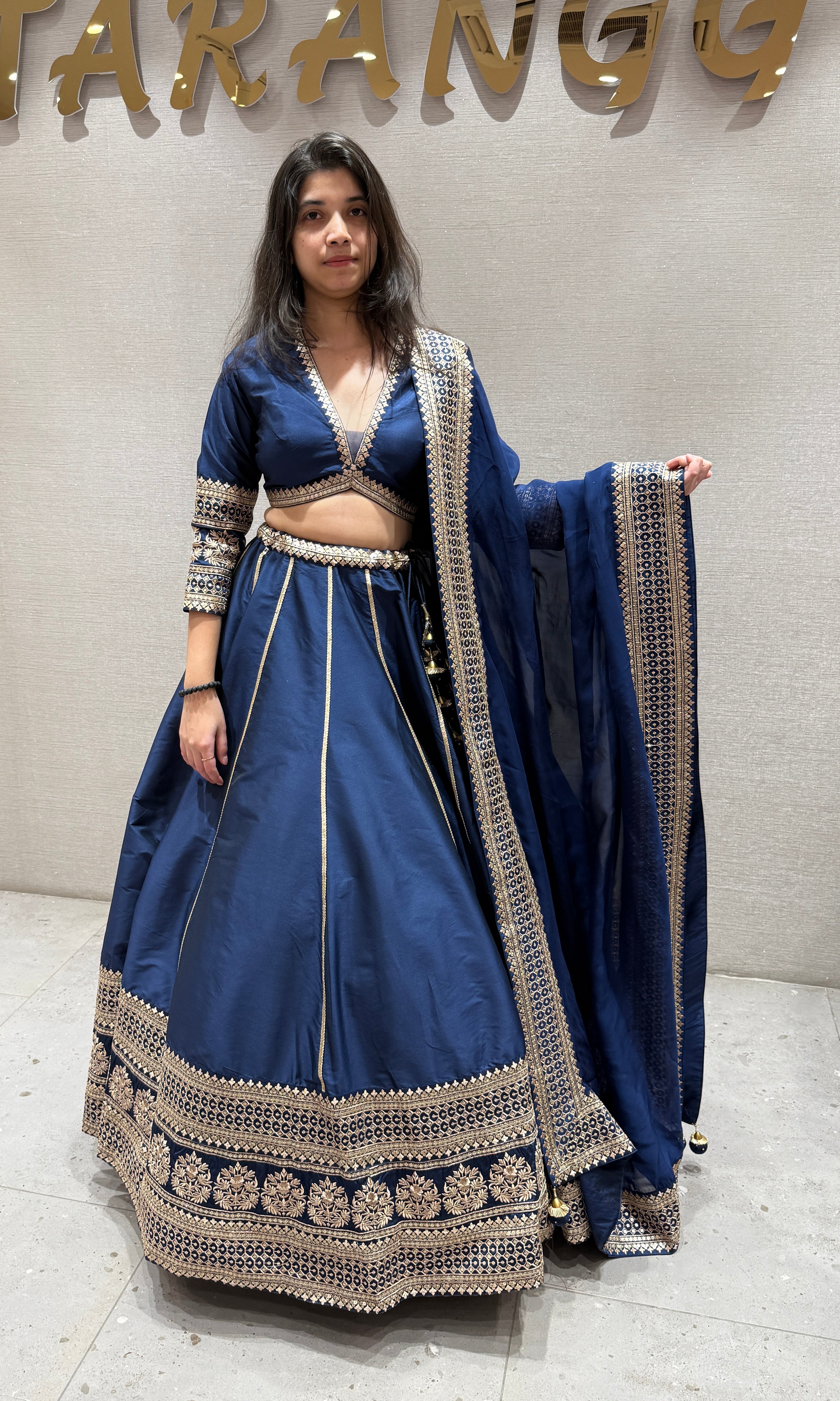 ROYAL BLUE RAW SILK LEHENGA