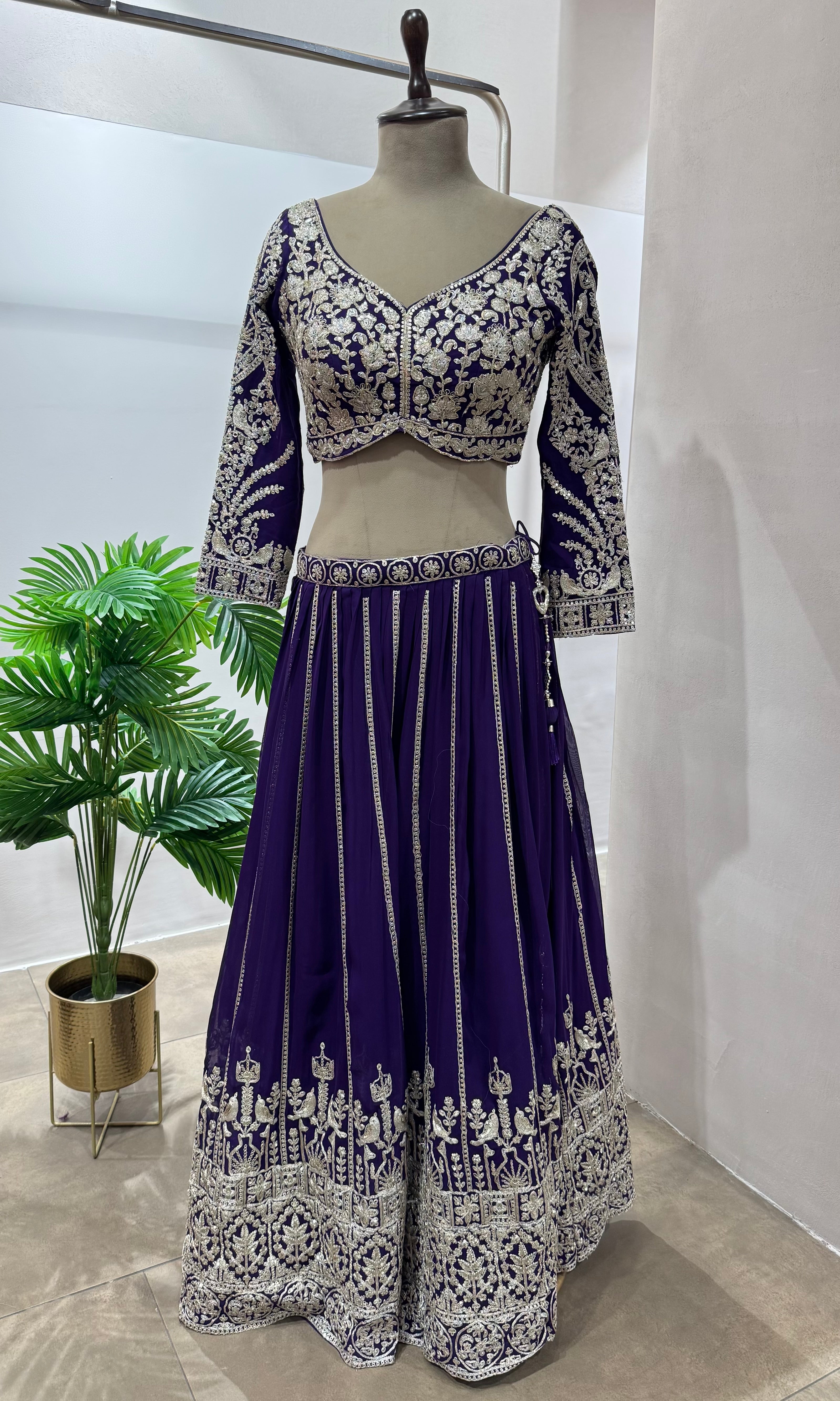 Purple HEAVY EMBROIDERED LEHENGA SET