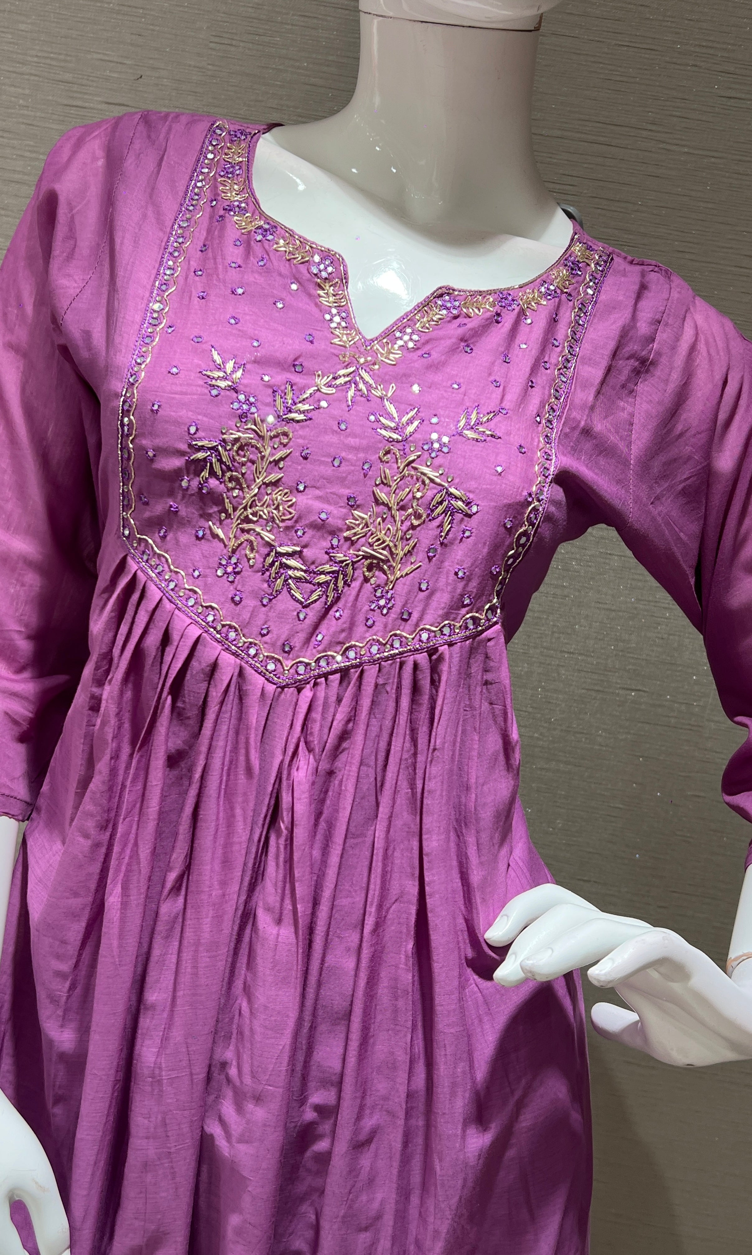 Purple MUL CHANDERI kurta set