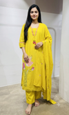Yellow Floral Embroidered Kurta Set