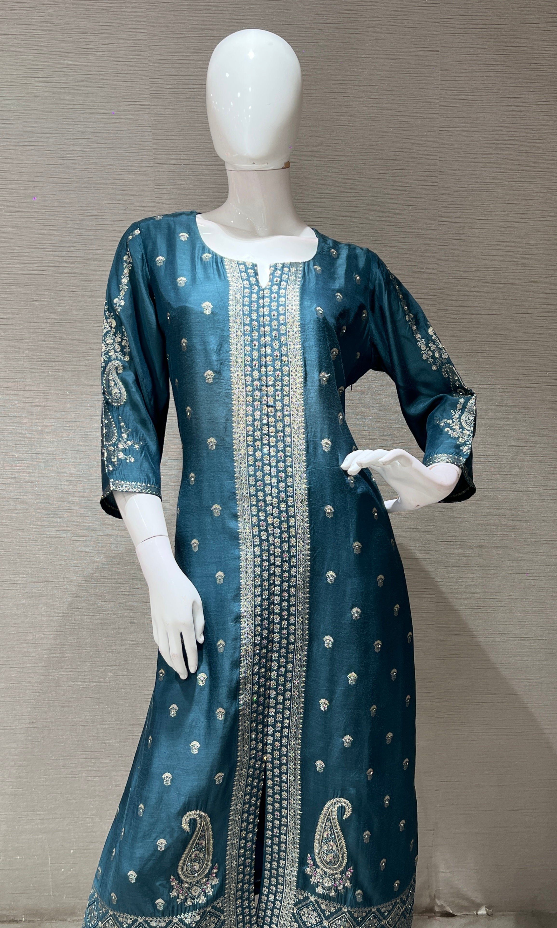 Teal Blue Ethnic KURTA SET