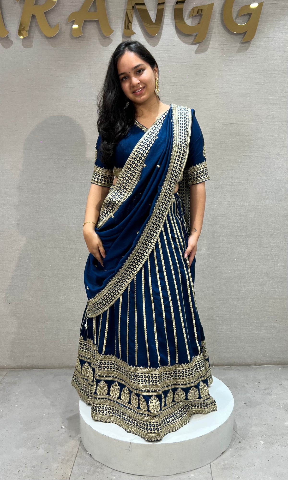 Peacock Blue Georgette Embroidery Lehenga set
